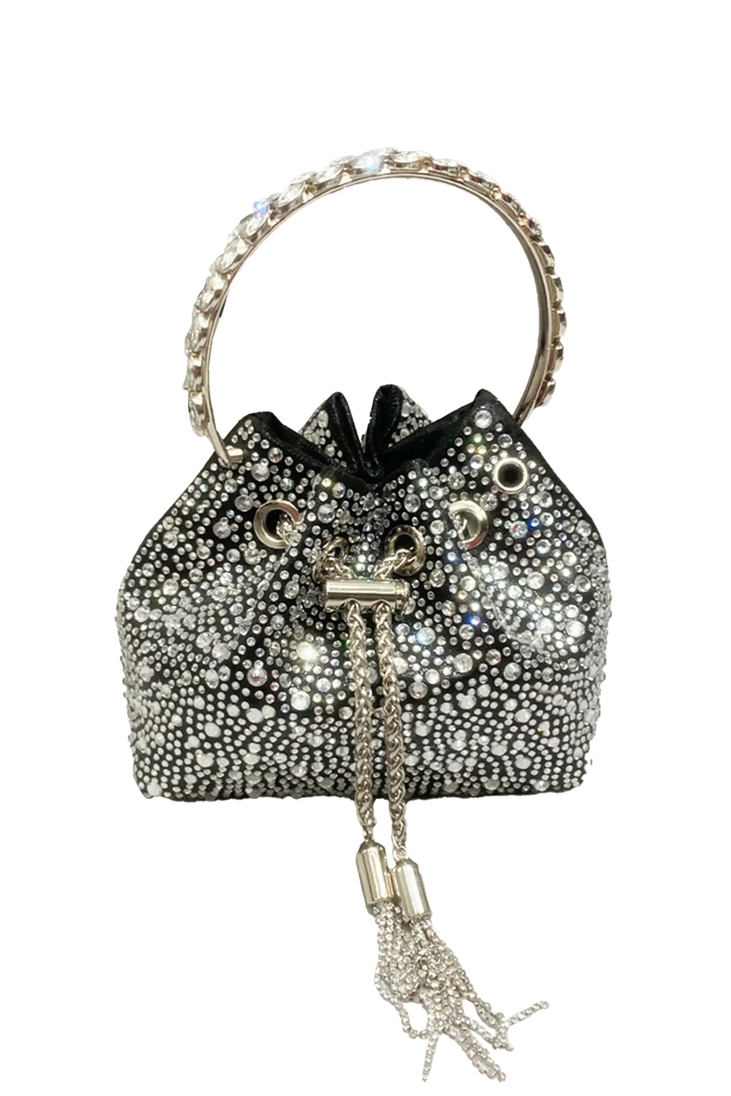 Horace Black Crystal Embellished Bucket Bag