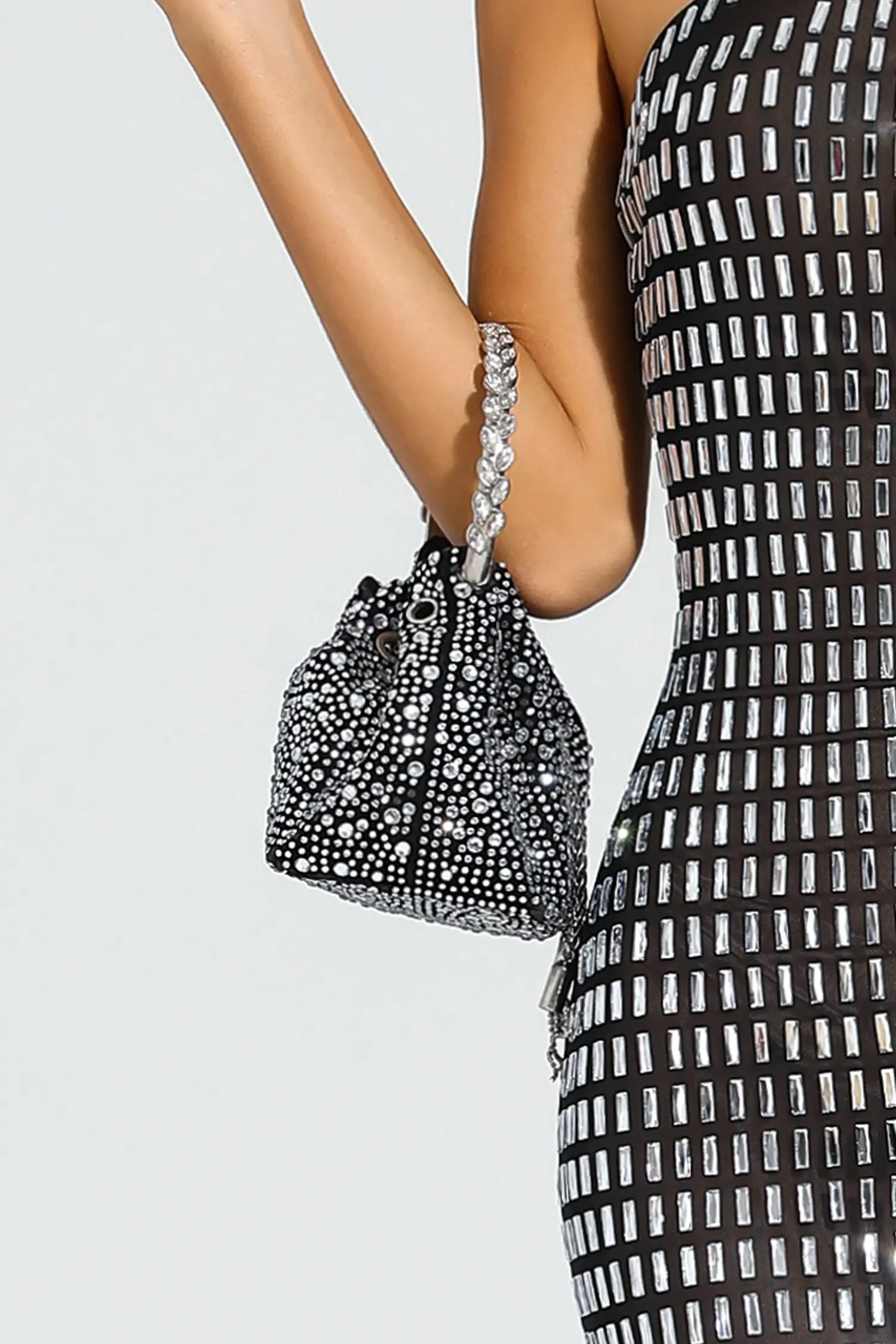 Horace Black Crystal Embellished Bucket Bag