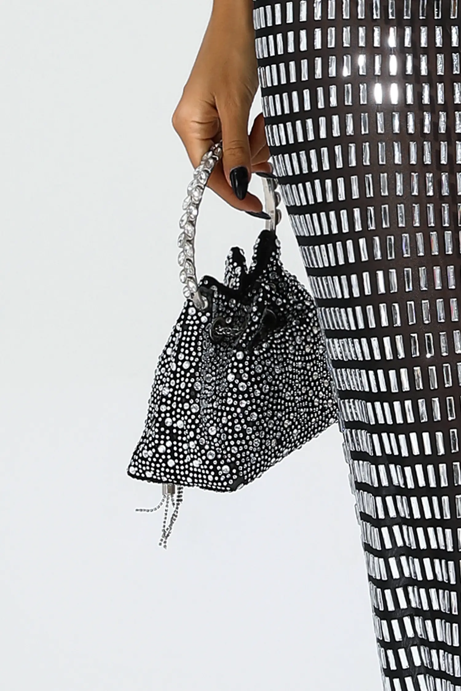 Horace Black Crystal Embellished Bucket Bag
