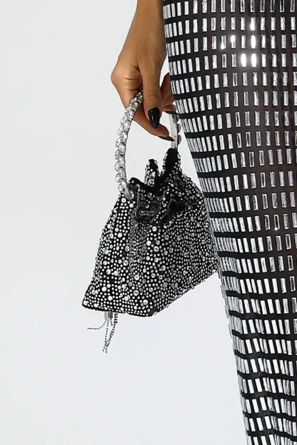 Horace Black Crystal Embellished Bucket Bag