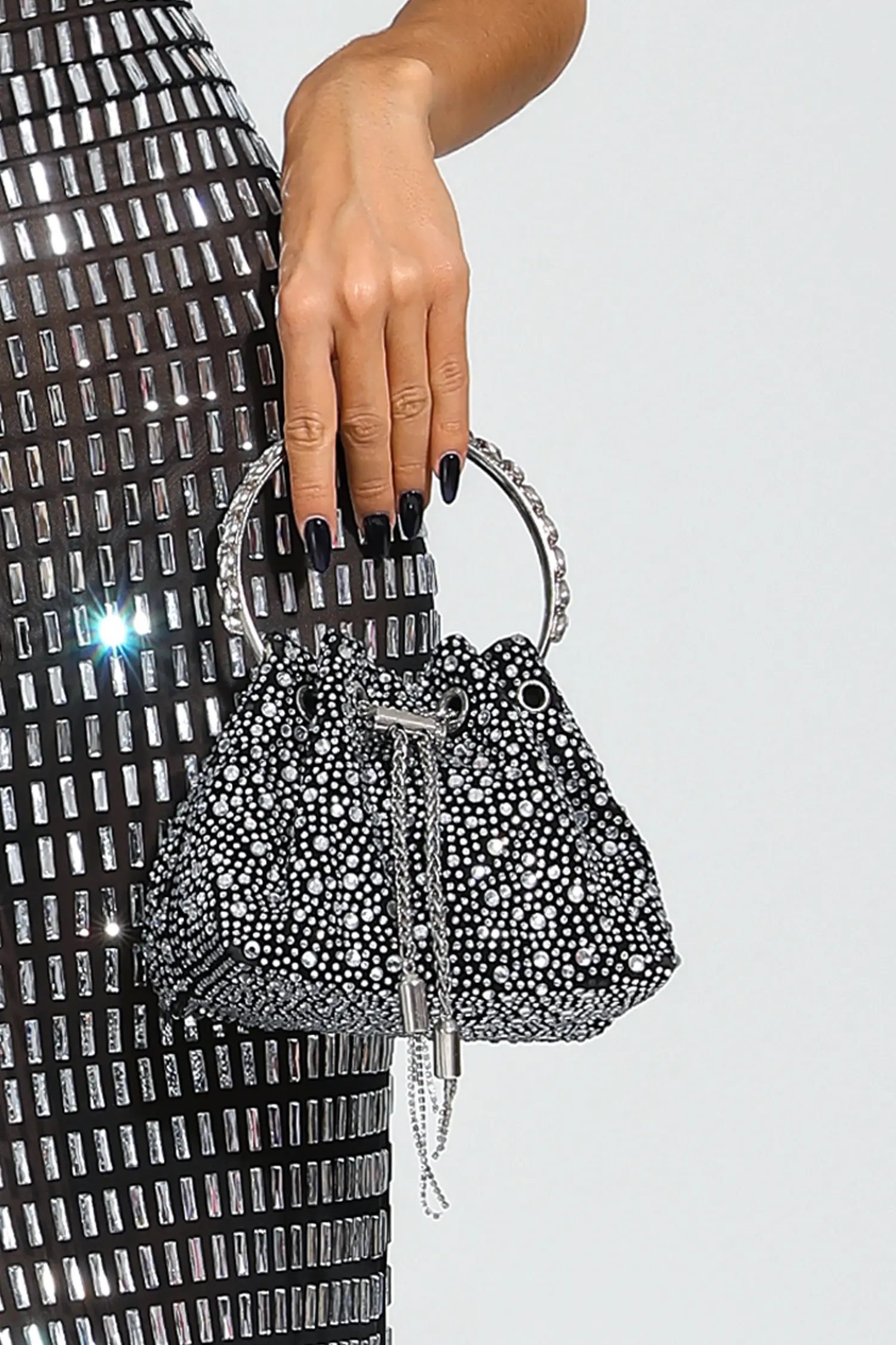 Horace Black Crystal Embellished Bucket Bag