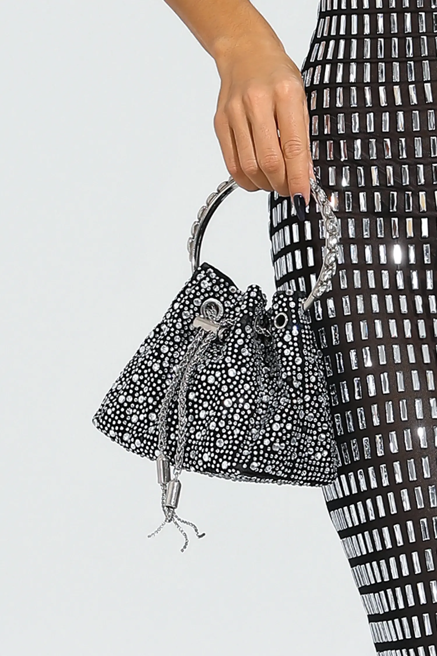 Horace Black Crystal Embellished Bucket Bag