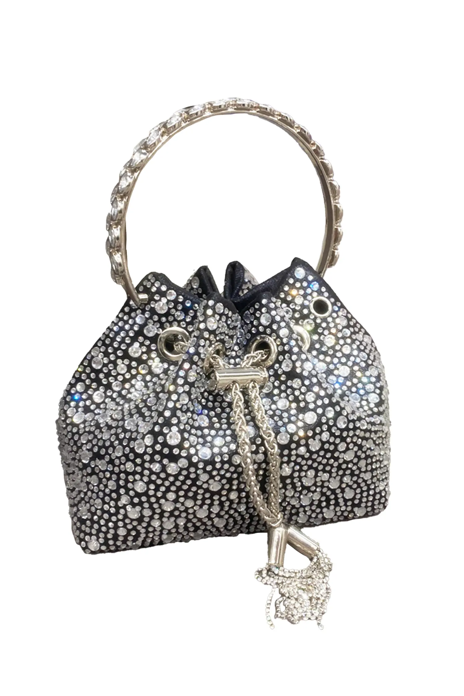 Horace Black Crystal Embellished Bucket Bag