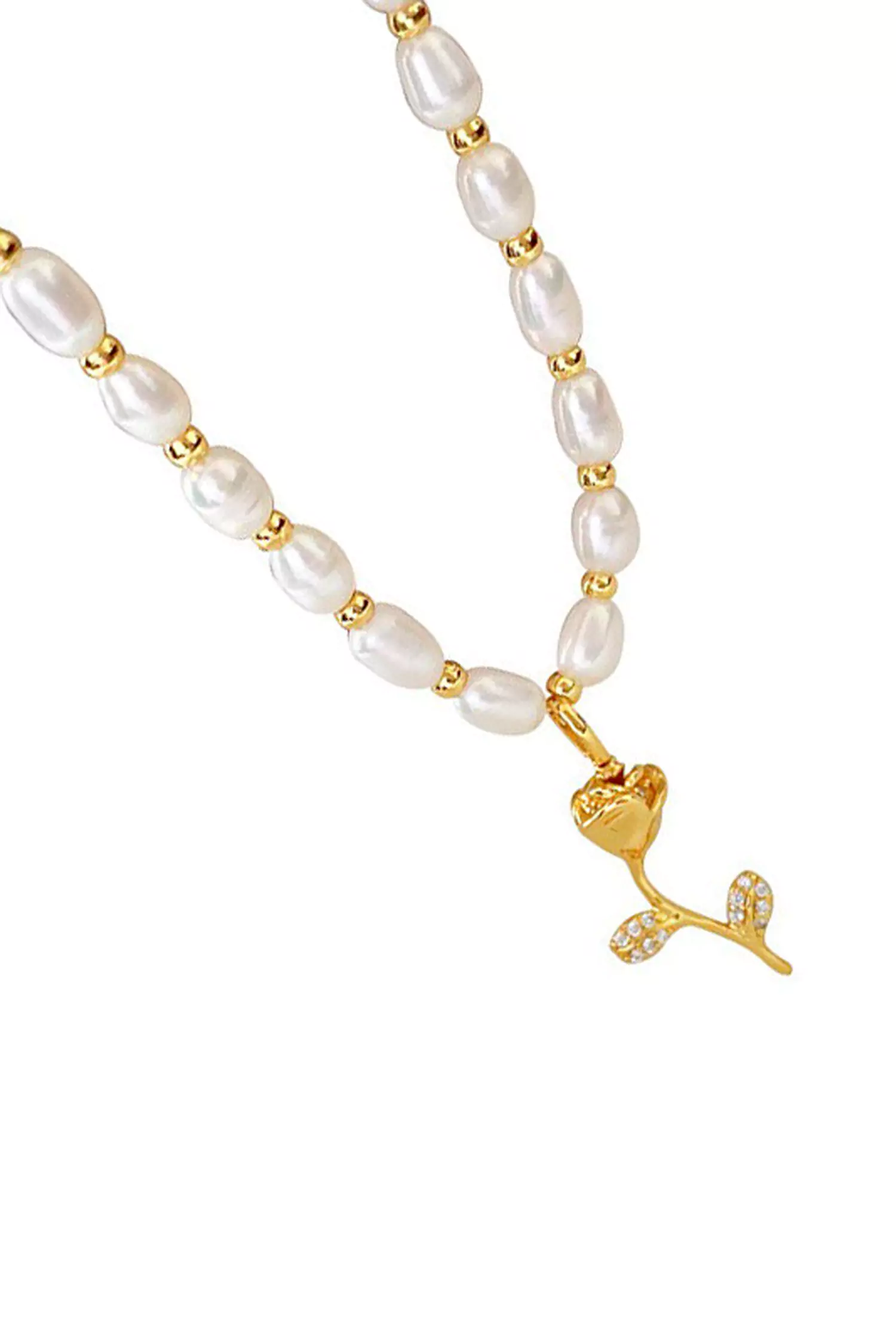 Hume White Pearl Rose Necklace