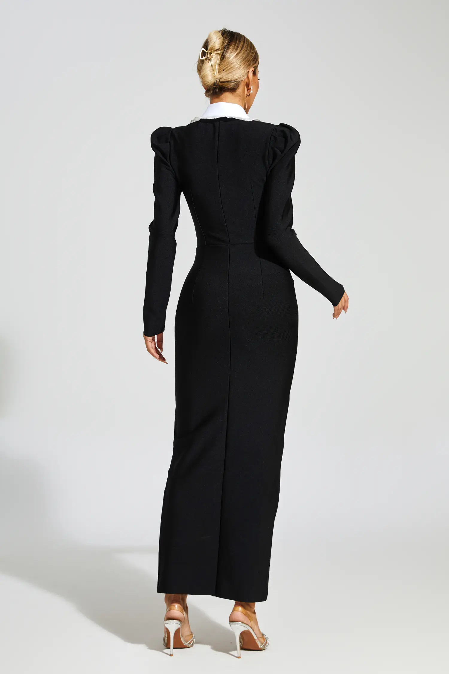Uriah Black Slit Long Sleeves Bandage Dress