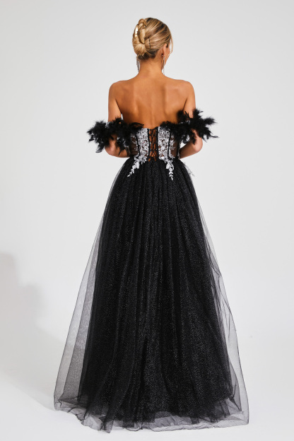 Spender Black Embellished Mesh Dress