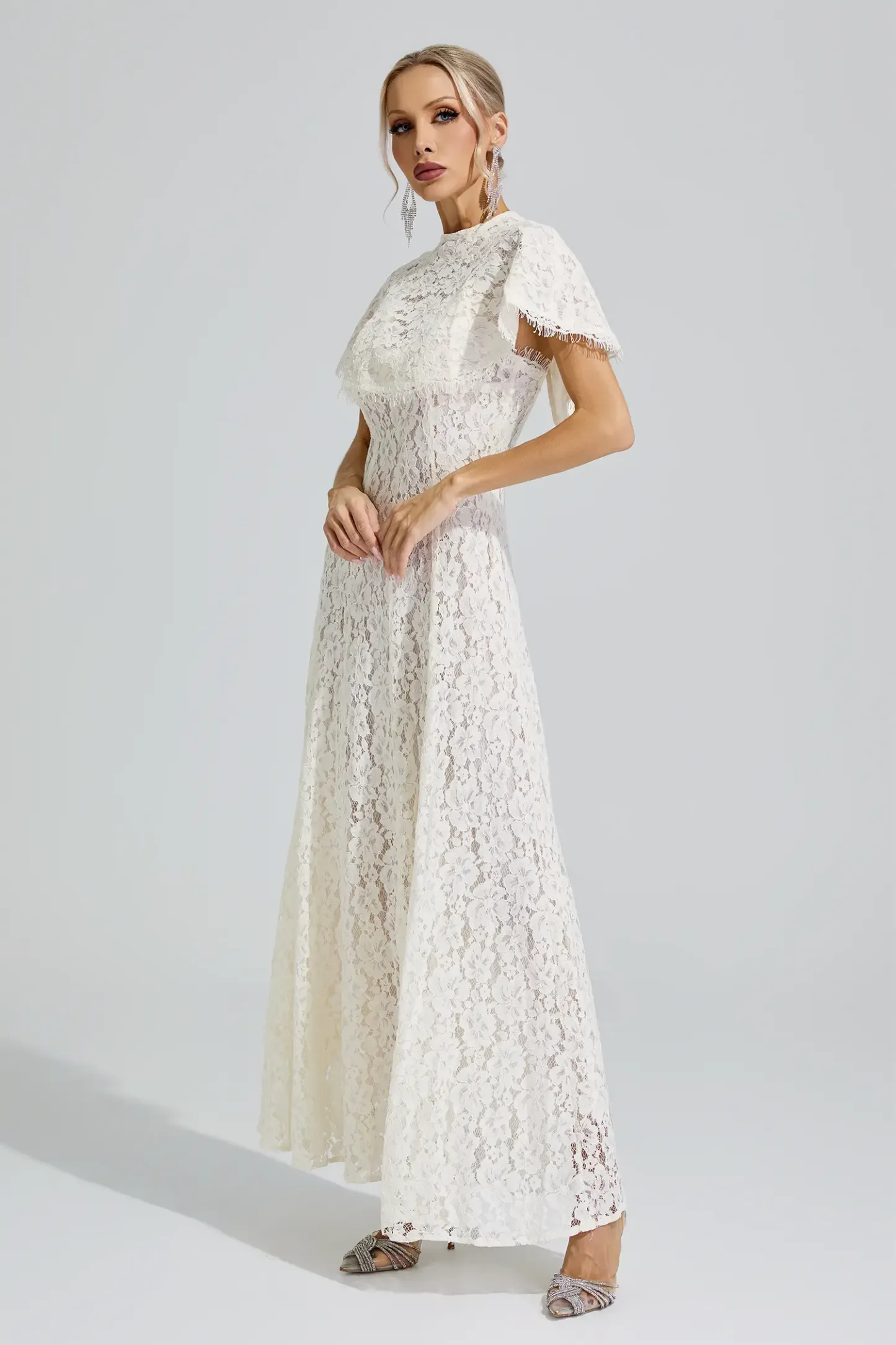 Nemesis Apricot Lace Maxi Dress
