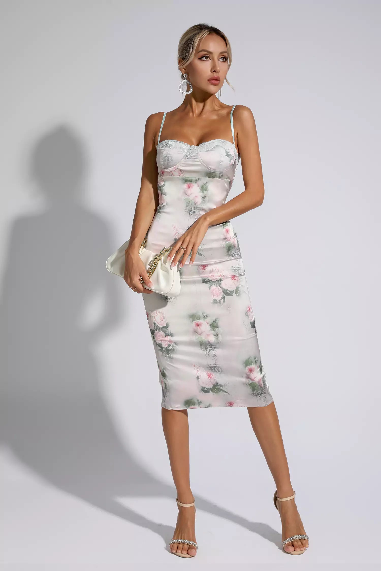 Shelley Floral Lace Bodycon Midi Dress