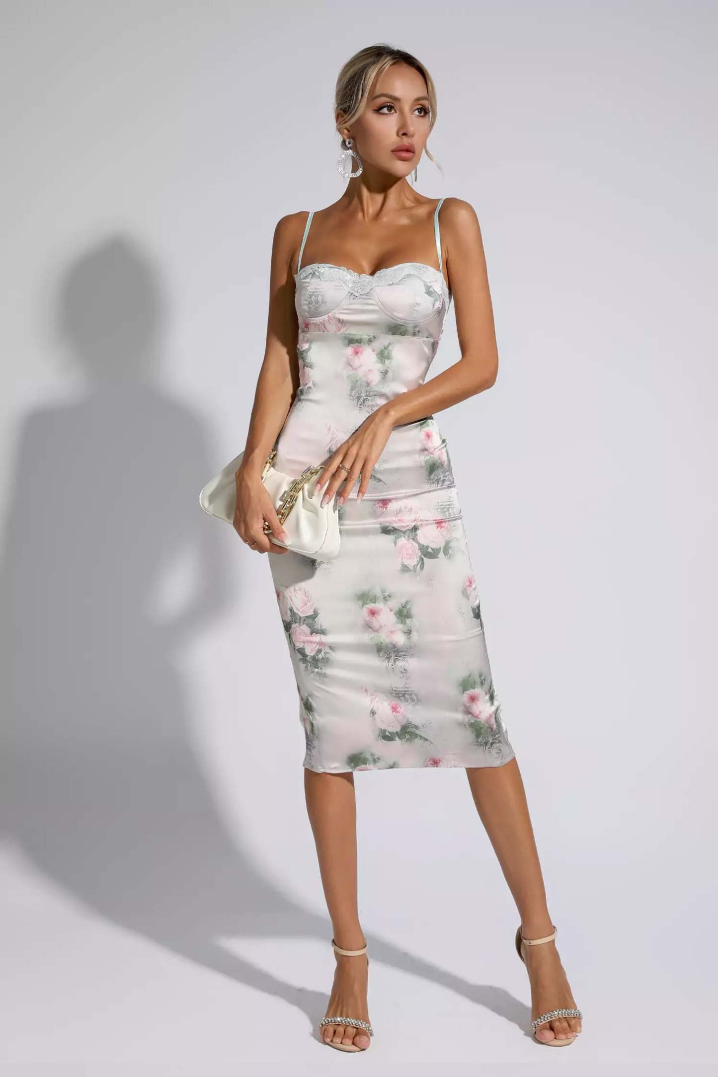 Shelley Floral Lace Bodycon Midi Dress