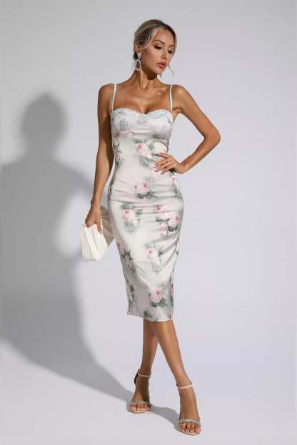 Shelley Floral Lace Bodycon Midi Dress