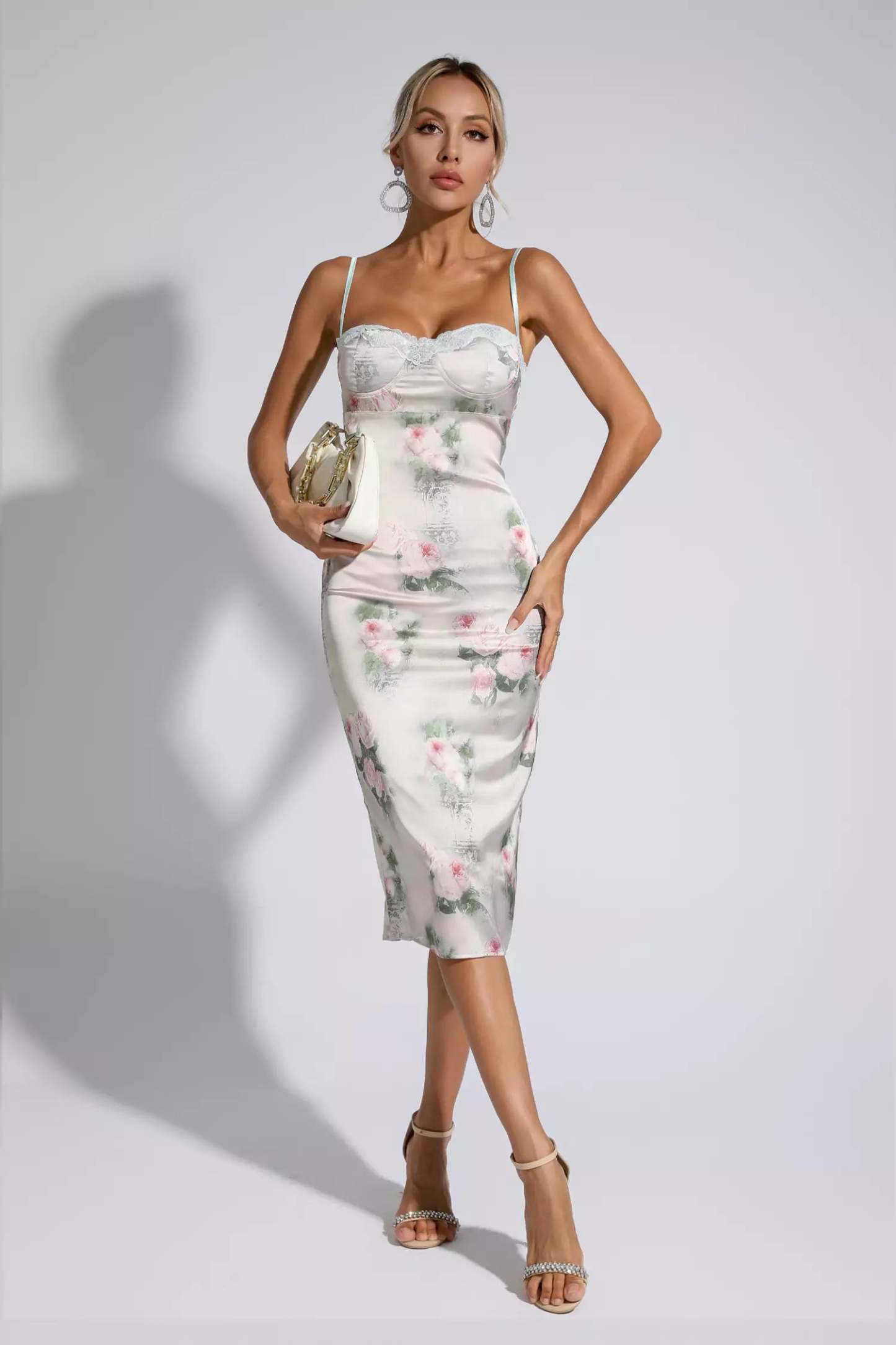 Shelley Floral Lace Bodycon Midi Dress