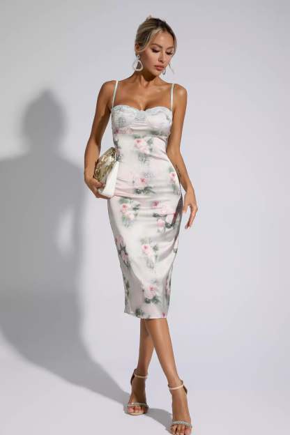 Shelley Floral Lace Bodycon Midi Dress