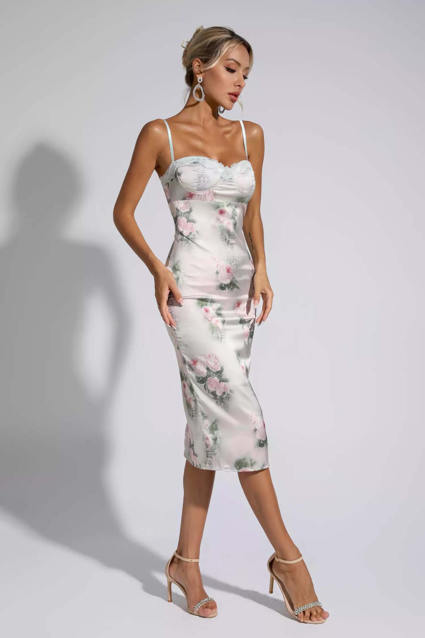 Shelley Floral Lace Bodycon Midi Dress