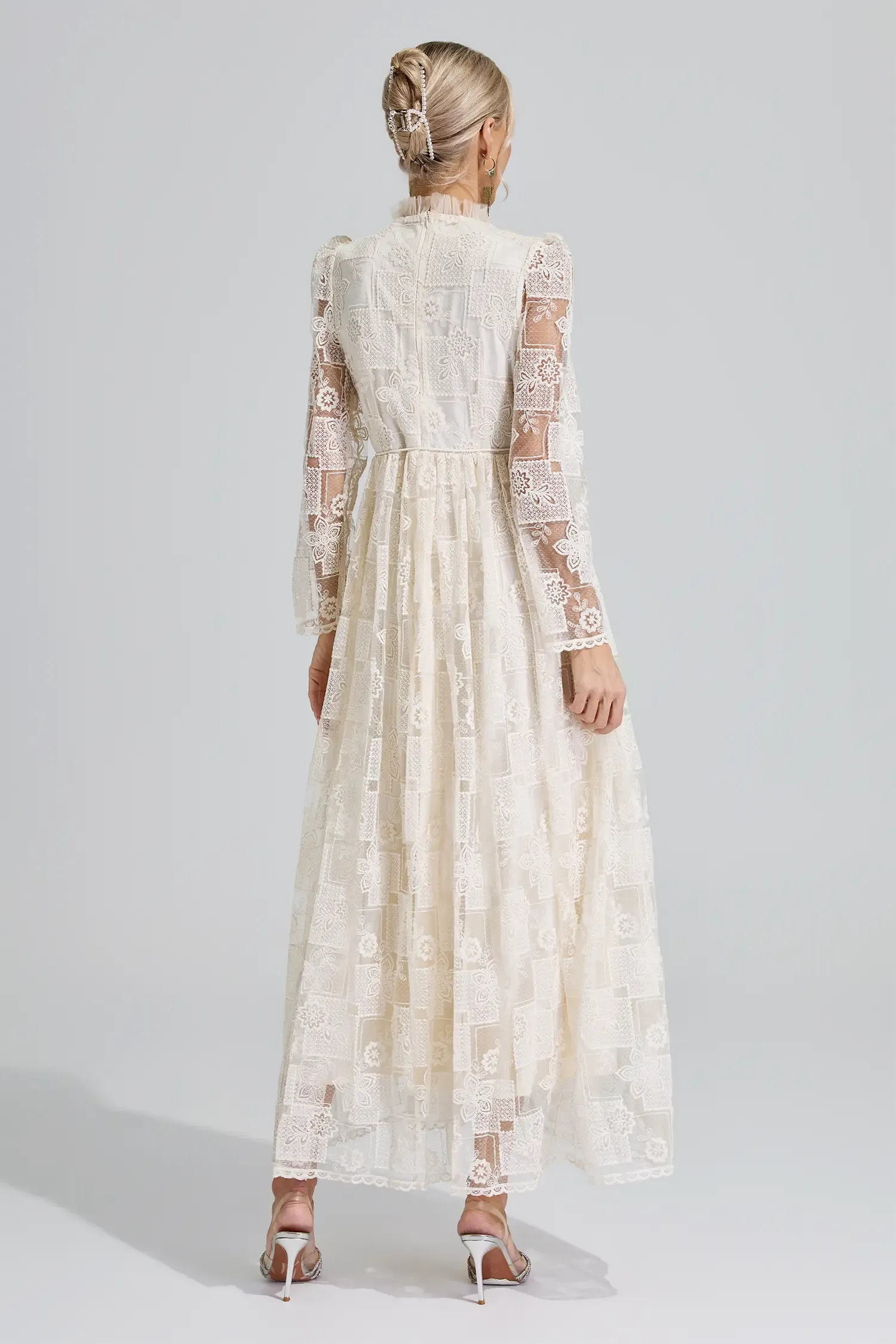 Skadi Apricot Lace Maxi Dress