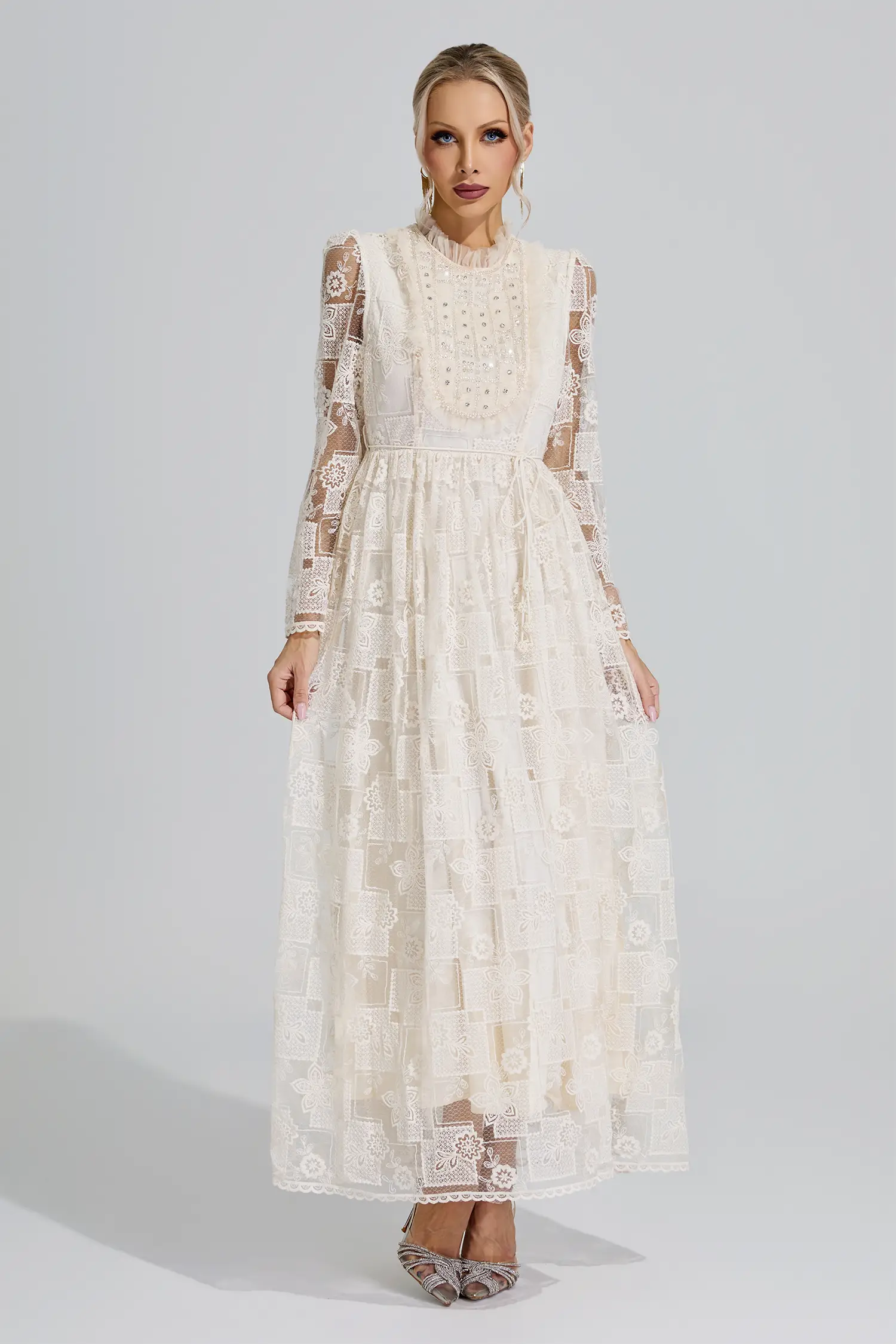 Skadi Apricot Lace Maxi Dress