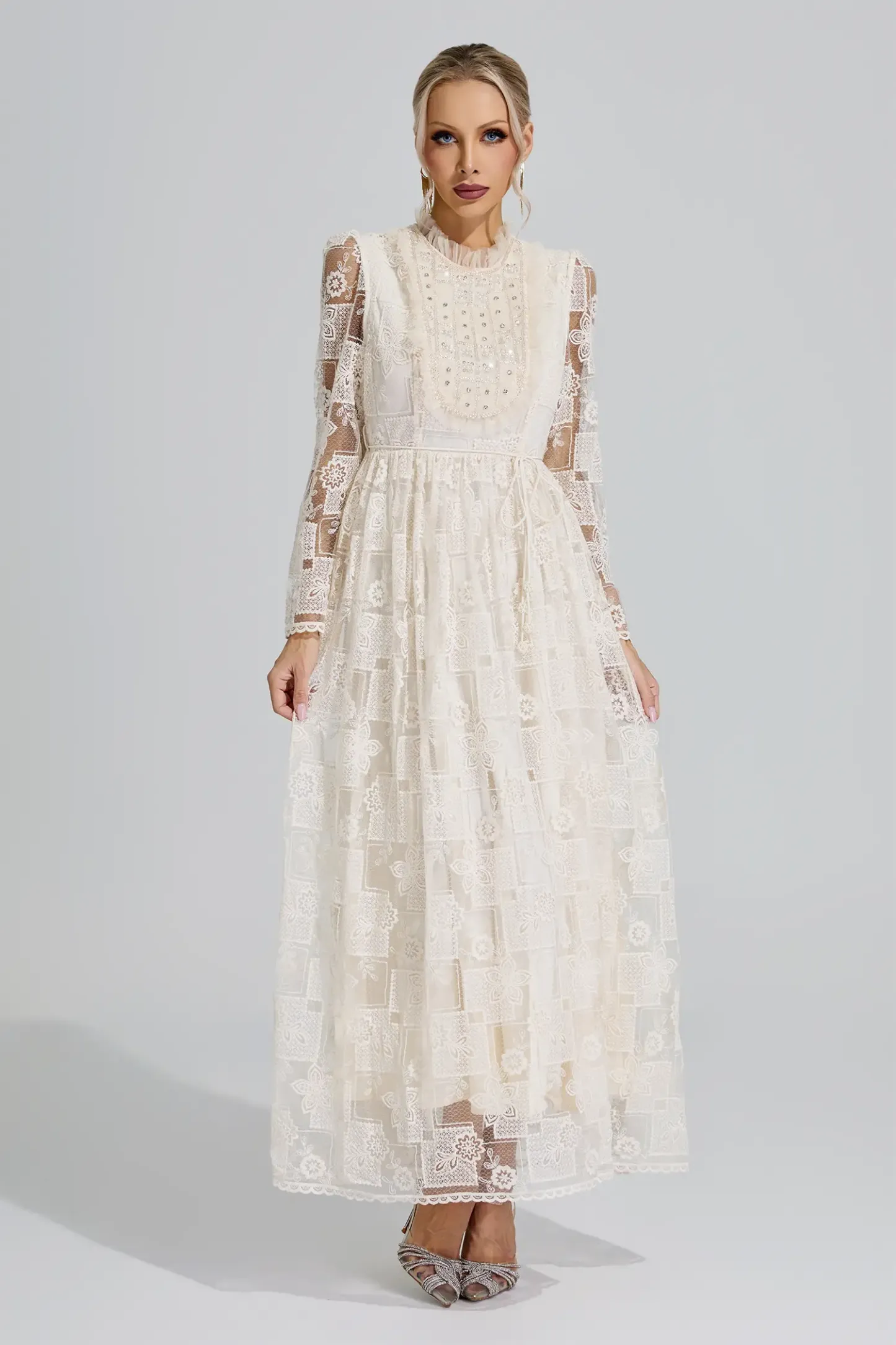 Skadi Apricot Lace Maxi Dress