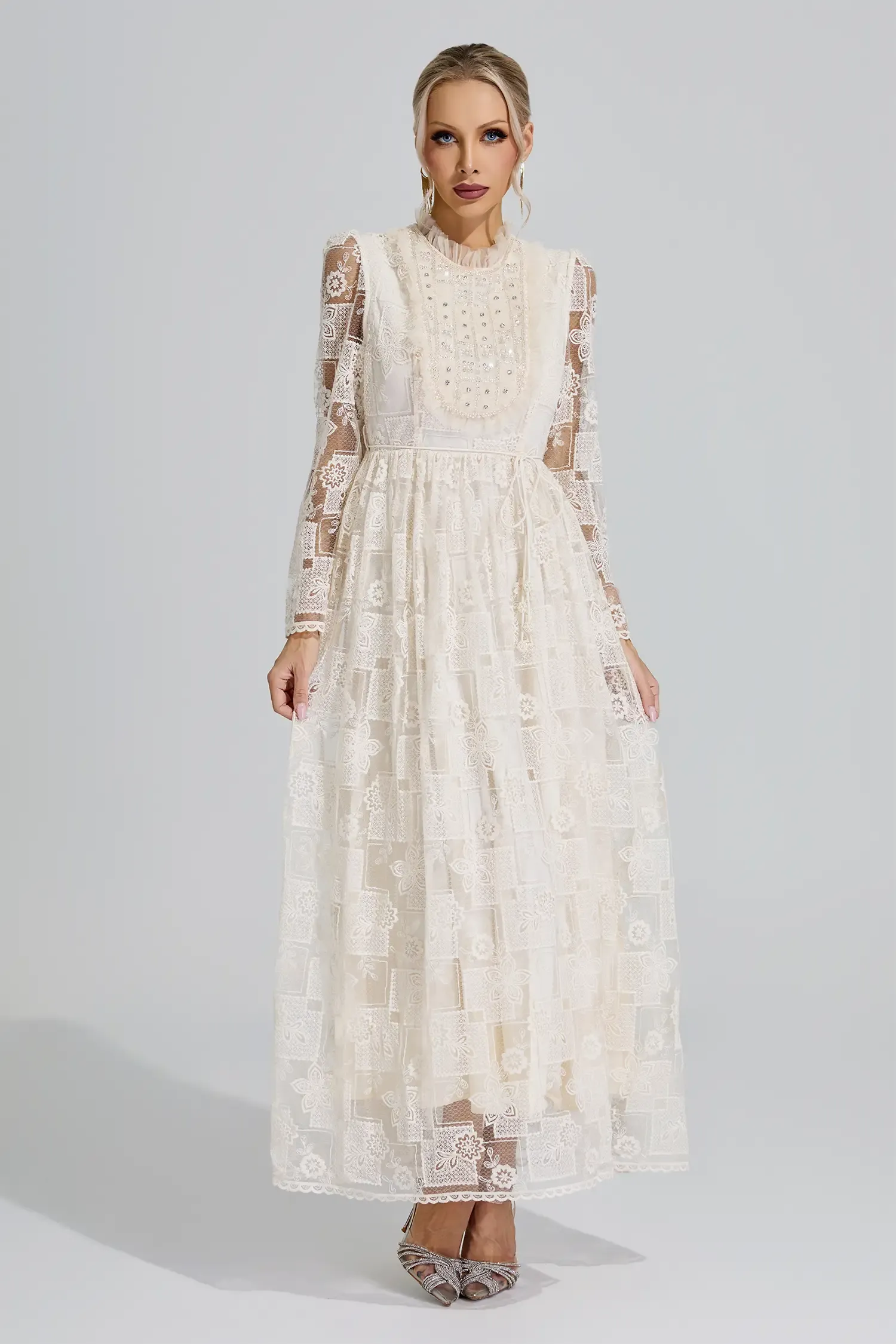 Skadi Apricot Lace Maxi Dress
