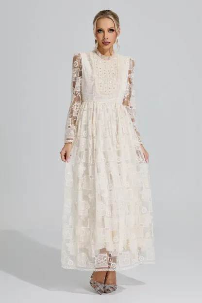 Skadi Apricot Lace Maxi Dress