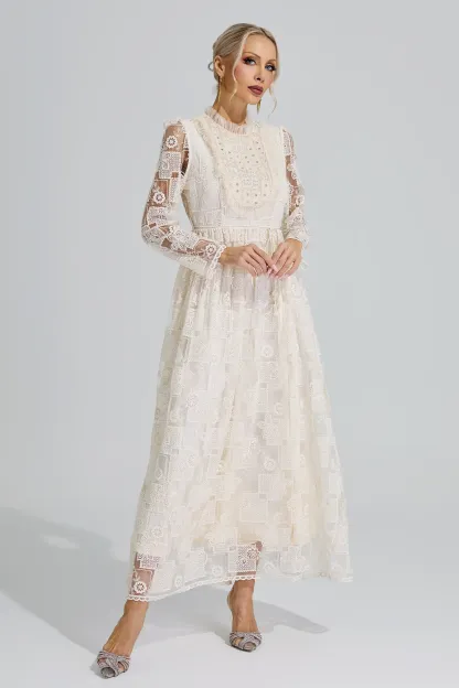 Skadi Apricot Lace Maxi Dress