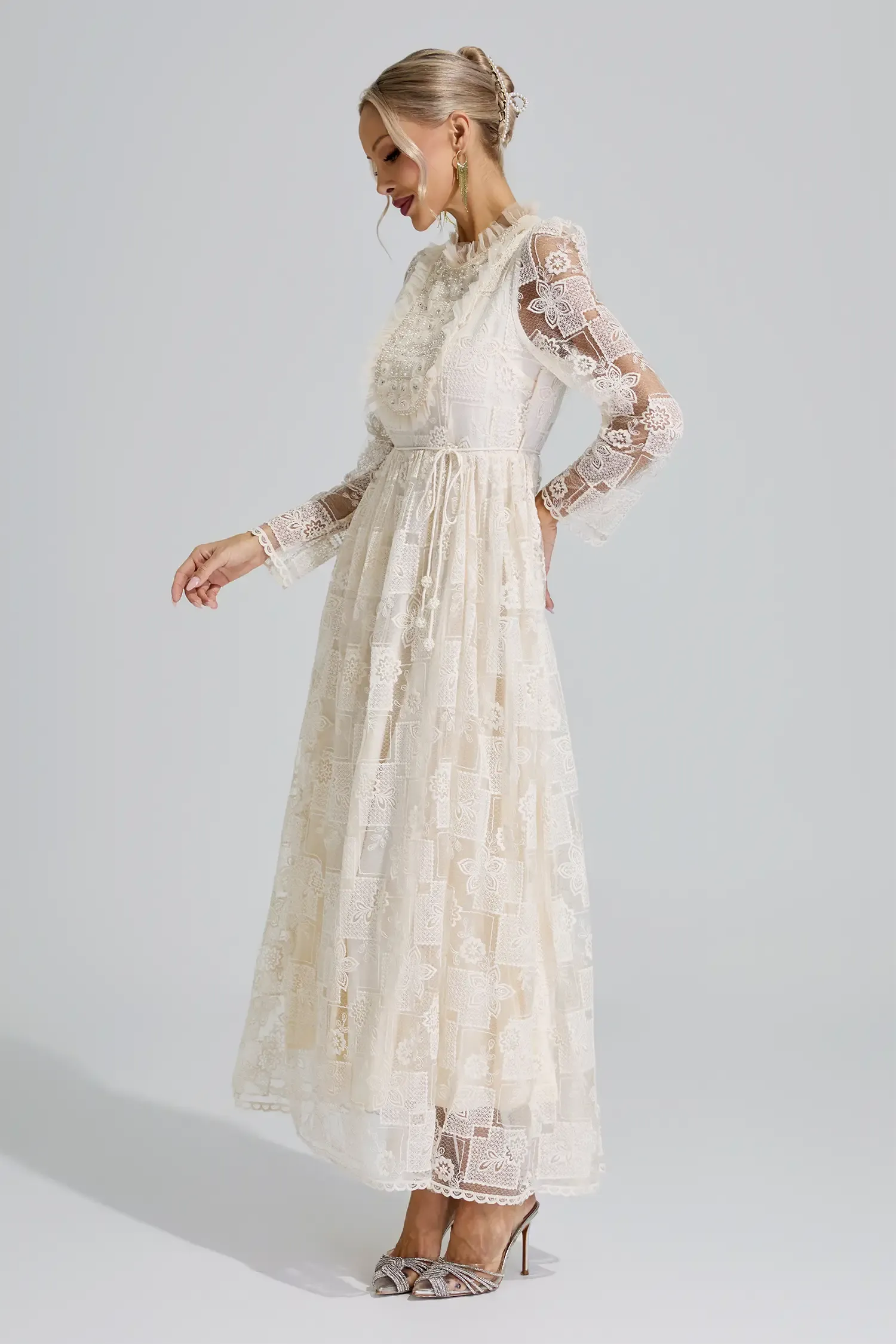 Skadi Apricot Lace Maxi Dress