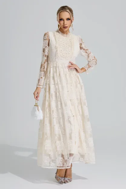 Skadi Apricot Lace Maxi Dress
