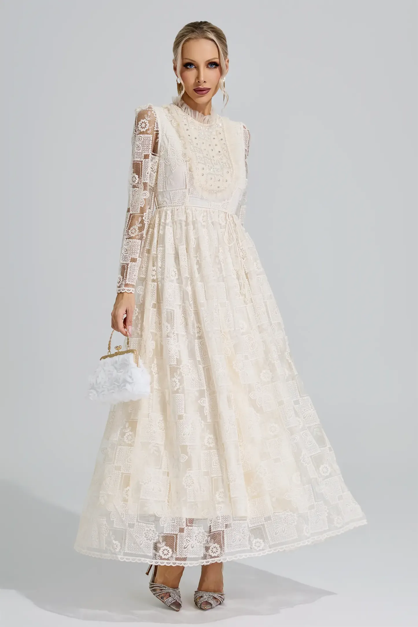 Skadi Apricot Lace Maxi Dress