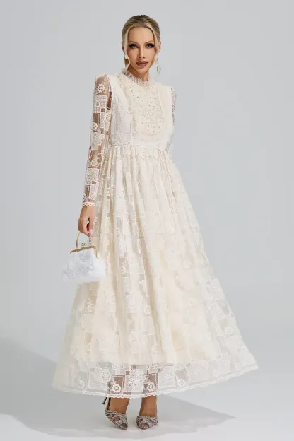 Skadi Apricot Lace Maxi Dress
