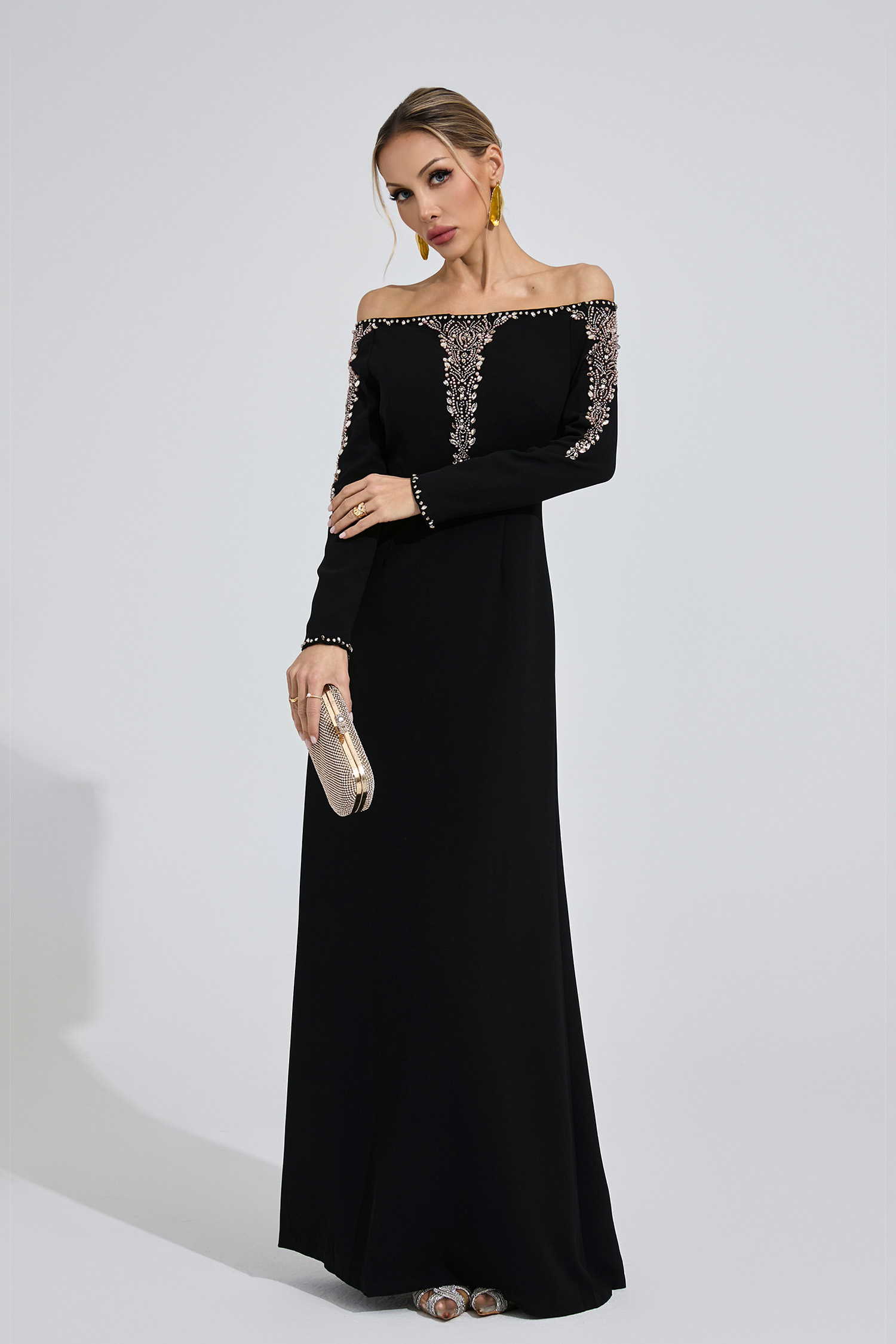 Gulf Black Embroidered Maxi Dress