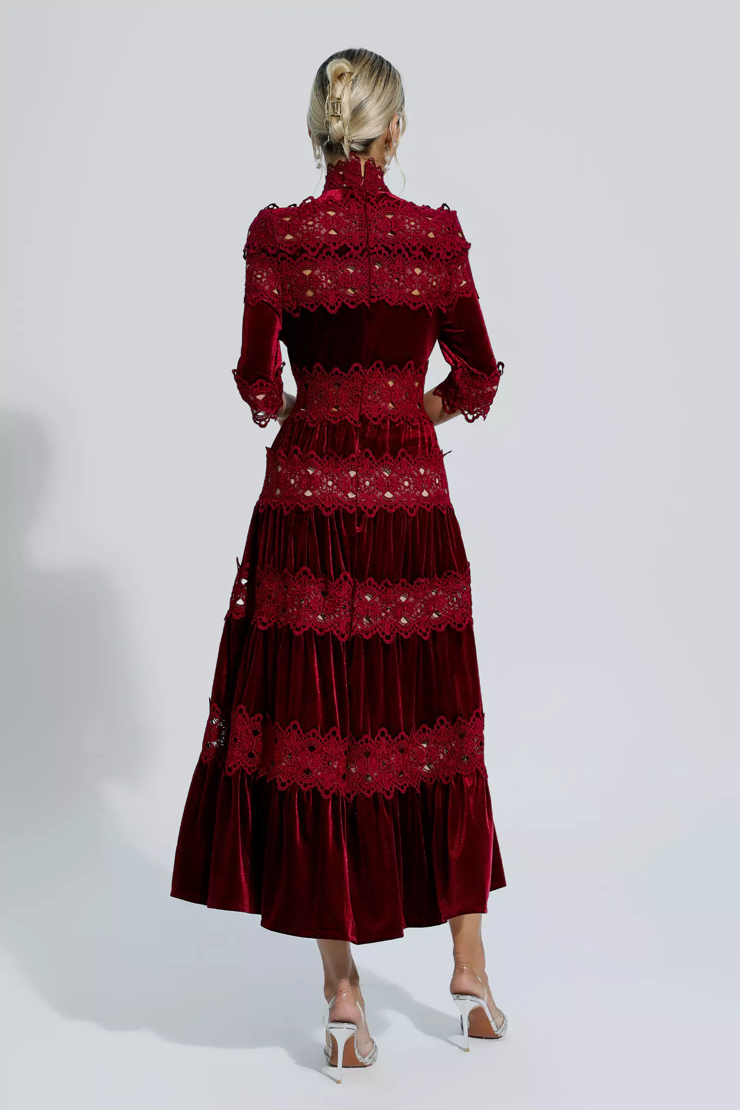 Eliot Wine Red Cut Out Long Sleeve Dress