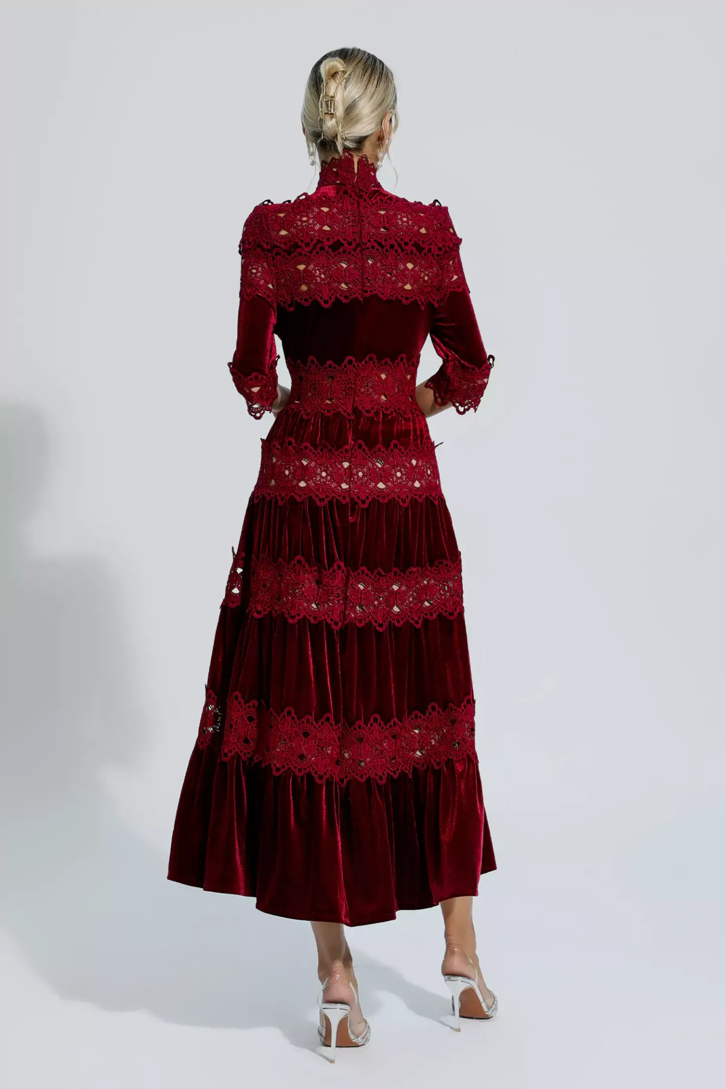 Eliot Wine Red Cut Out Long Sleeve Dress