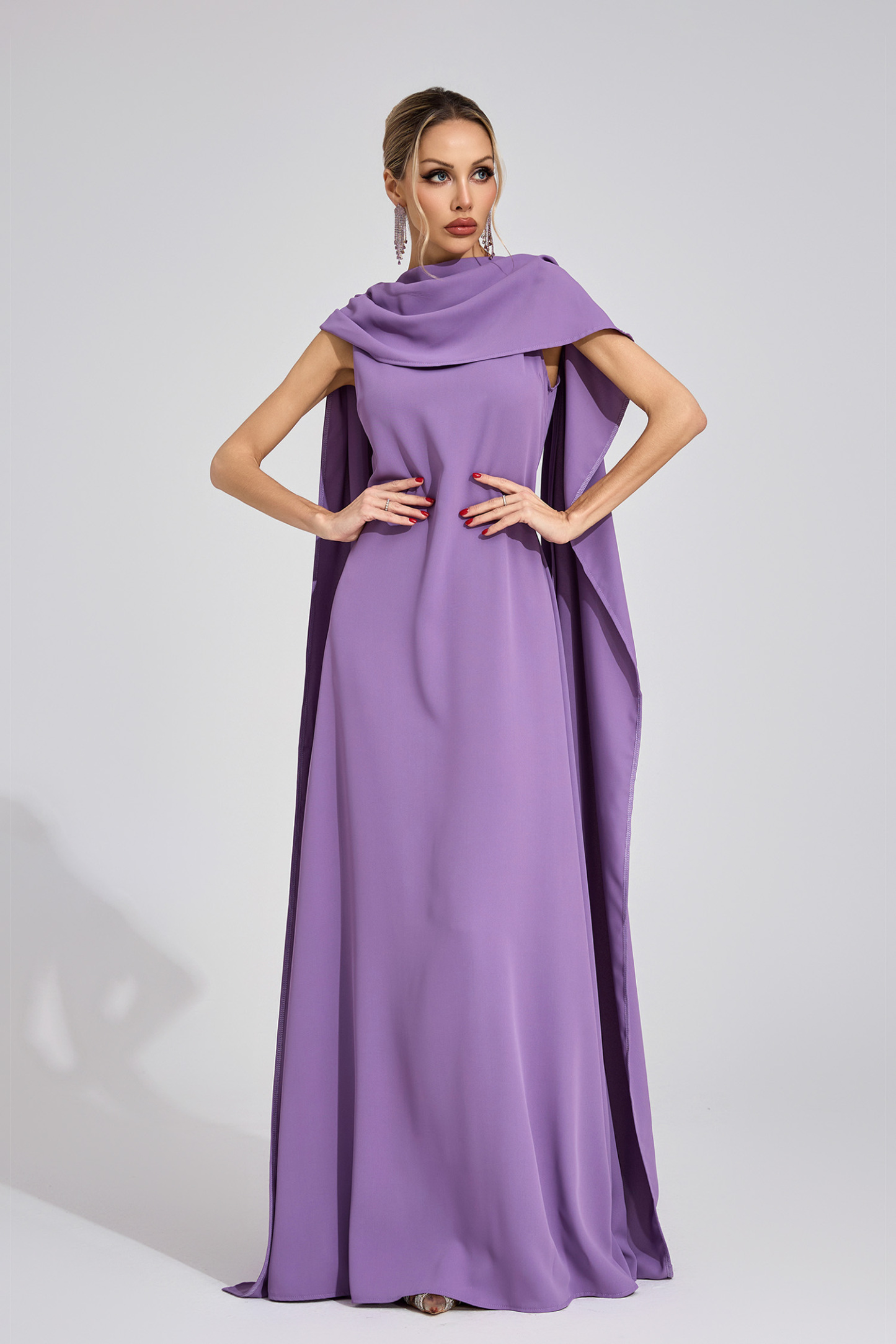 Louise Purple Cape Maxi Dress