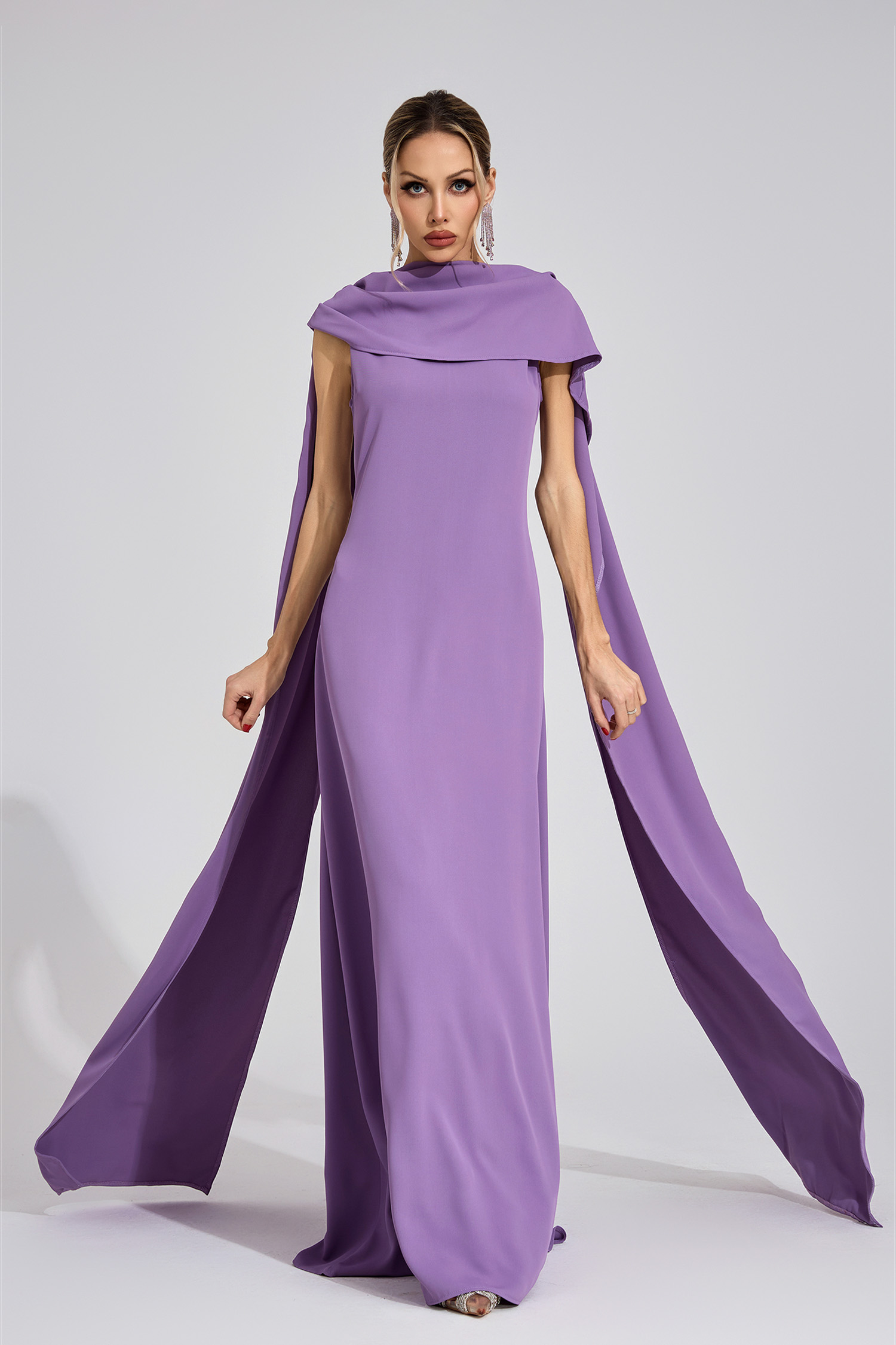 Louise Purple Cape Maxi Dress