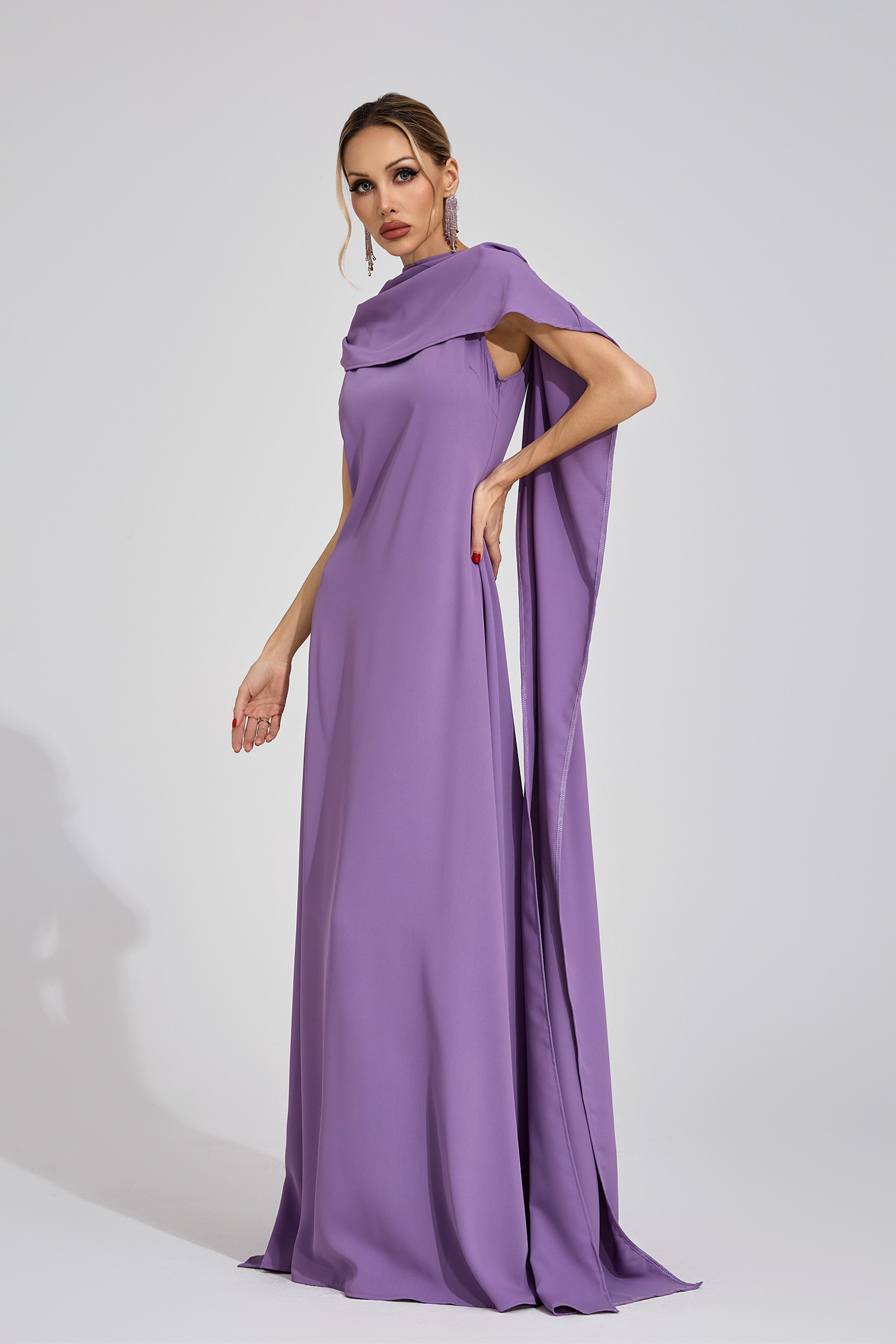 Louise Purple Cape Maxi Dress