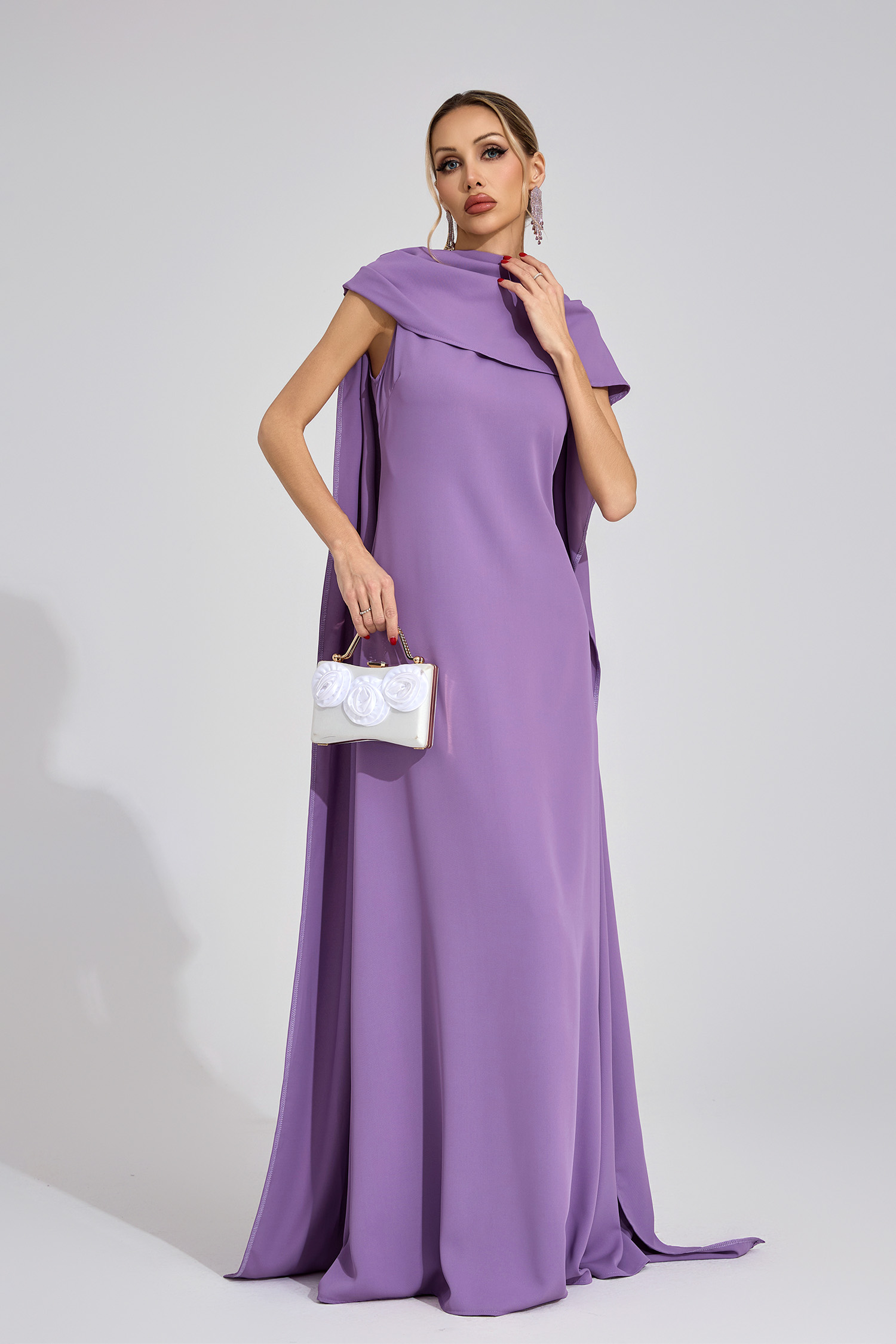 Louise Purple Cape Maxi Dress