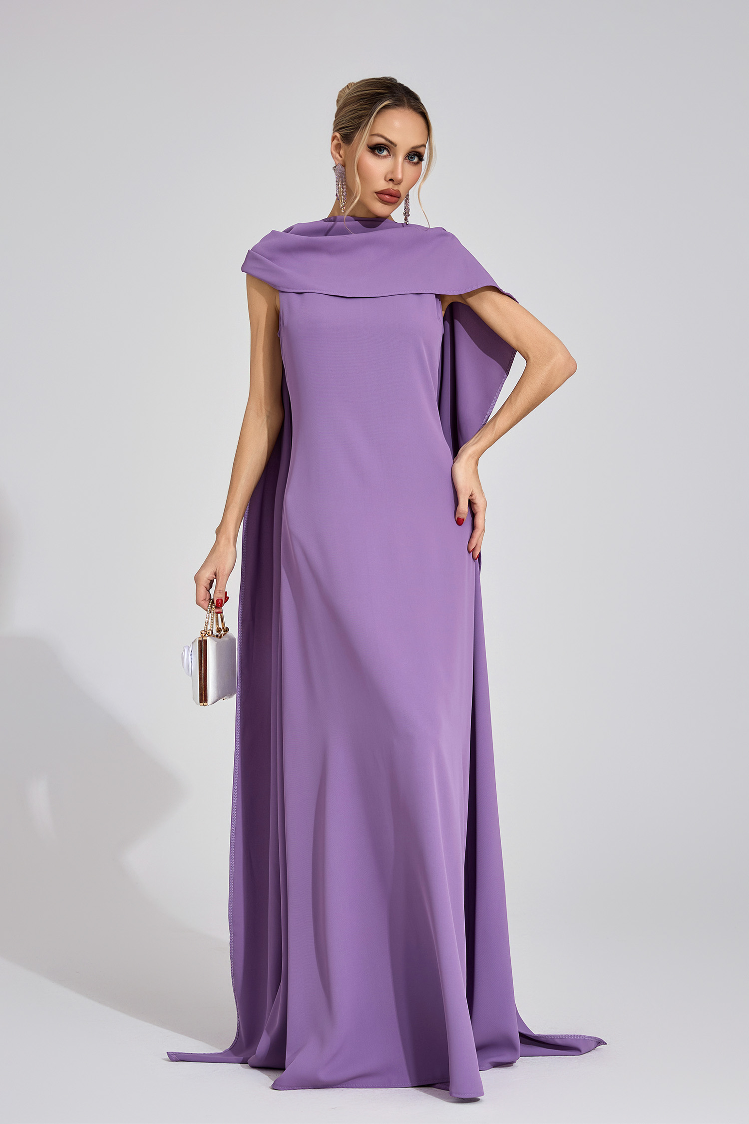 Louise Purple Cape Maxi Dress