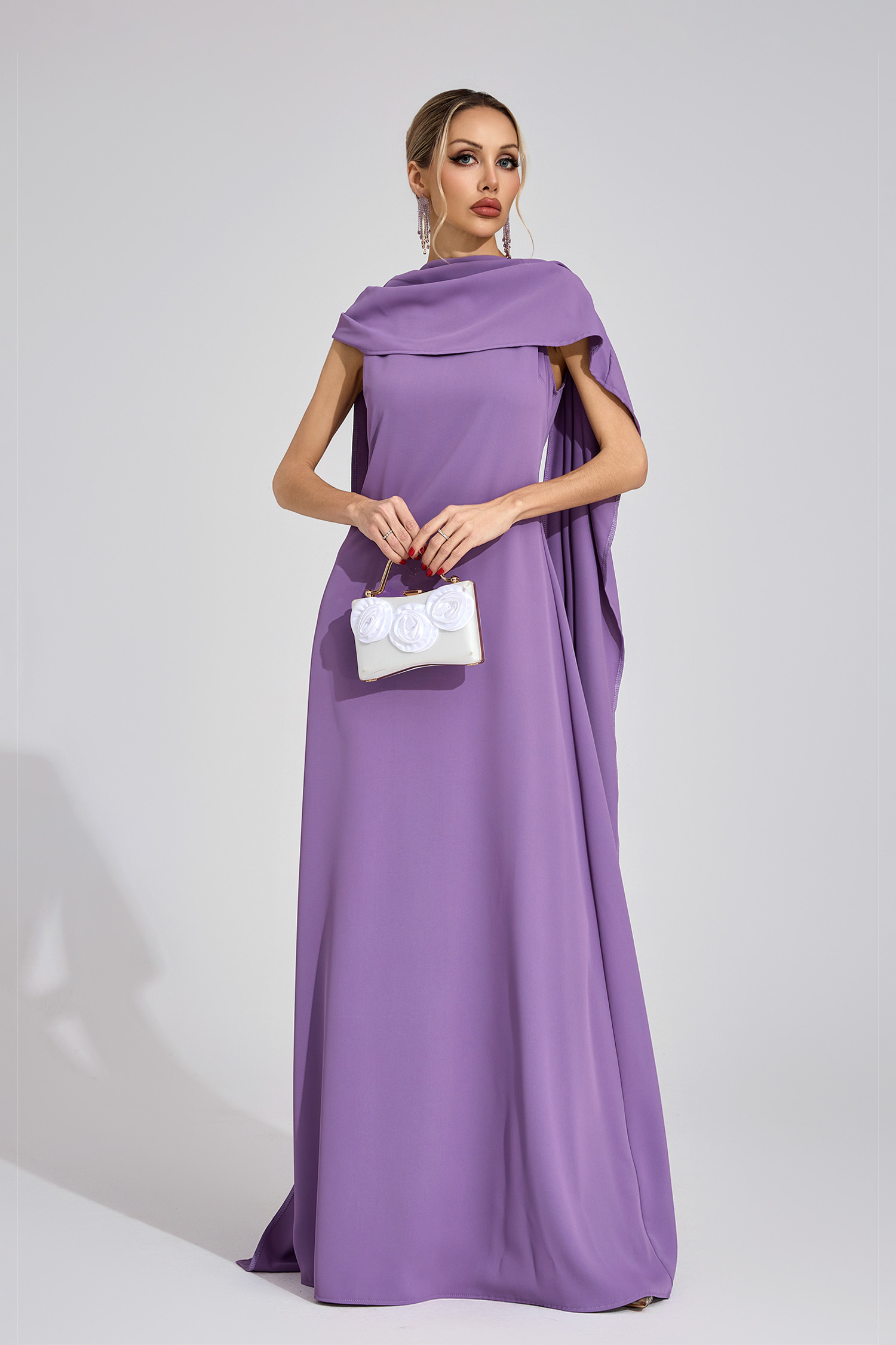 Louise Purple Cape Maxi Dress