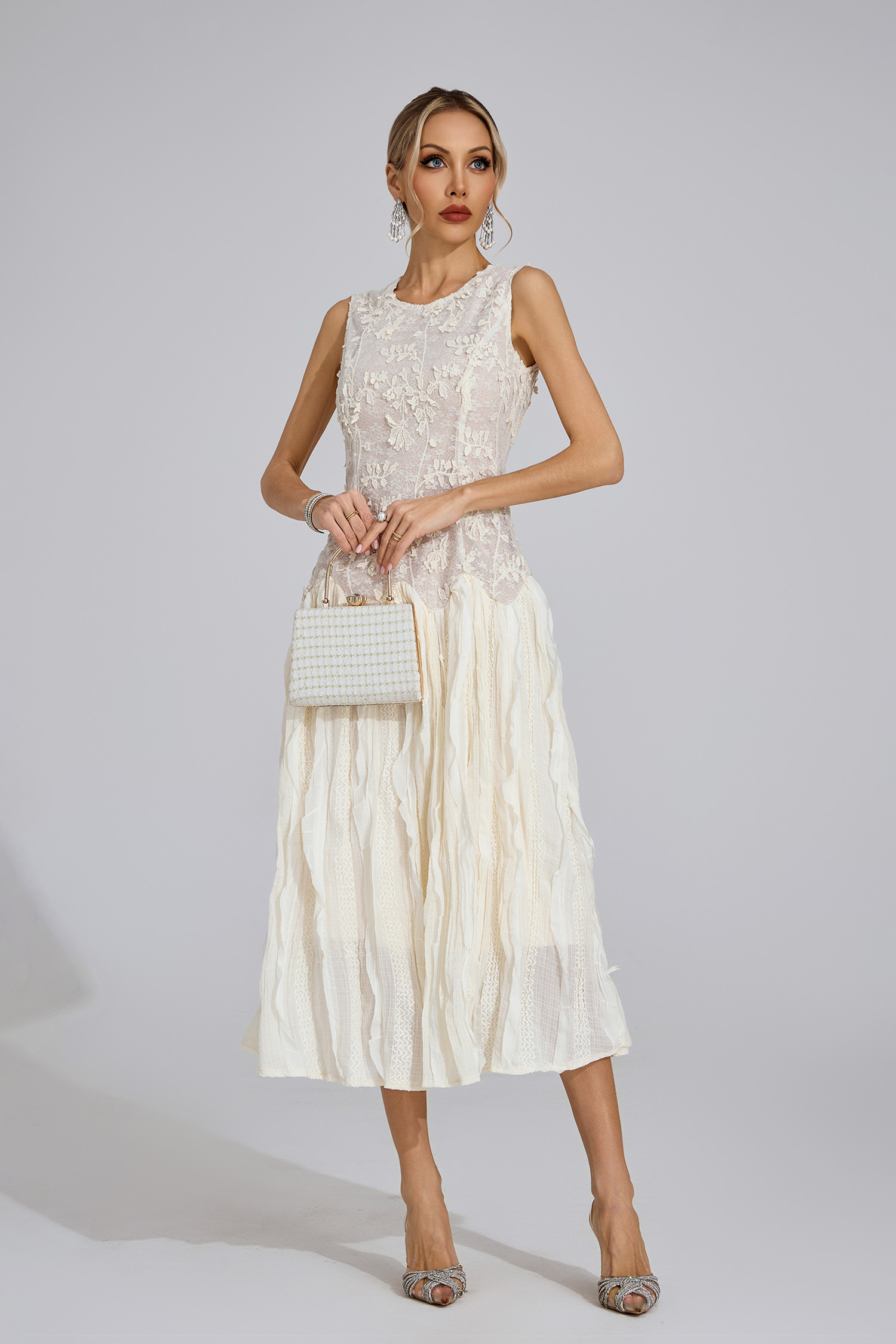 Bank Ivory White Patterned Maxi Dress