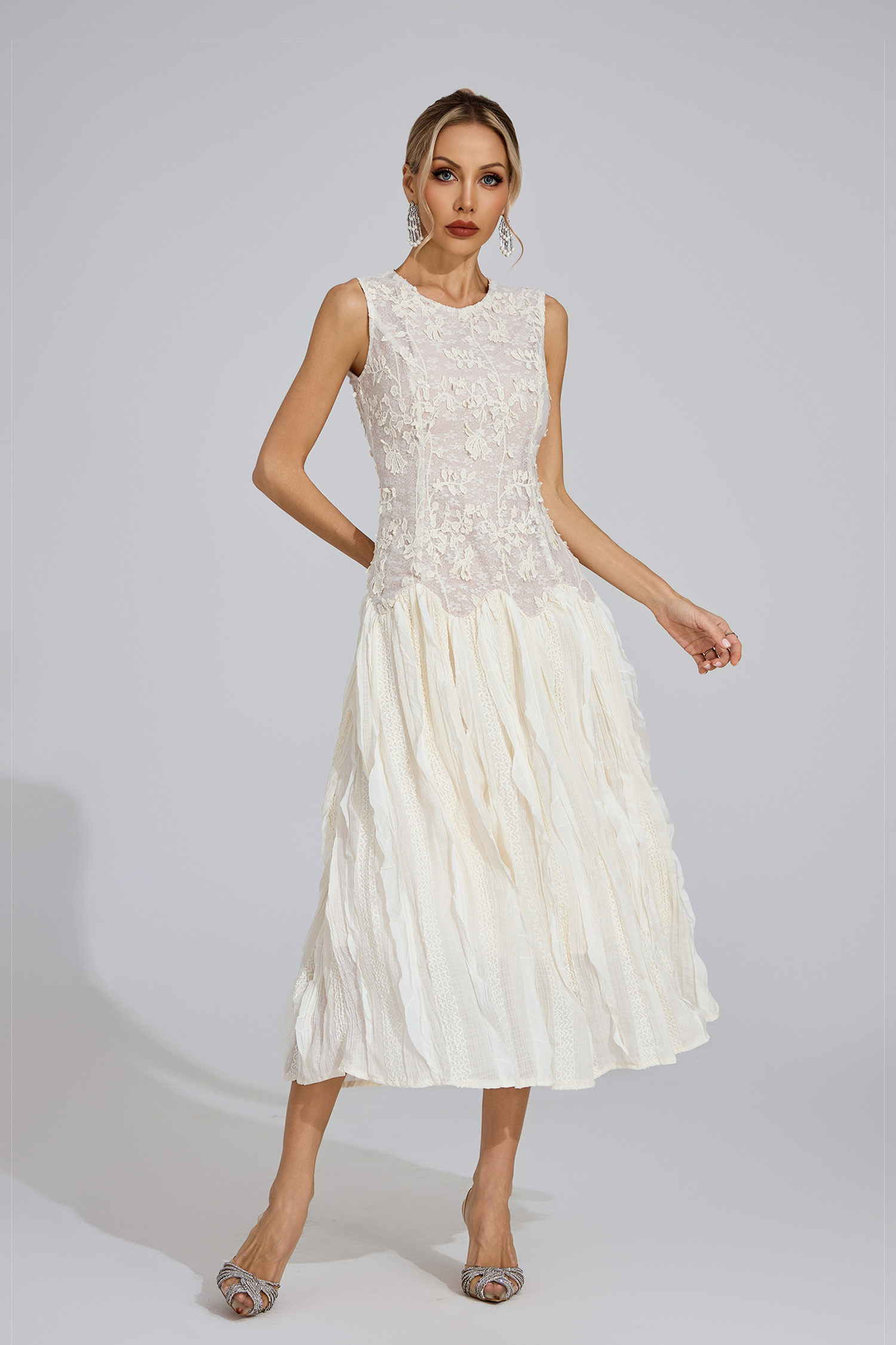 Bank Ivory White Patterned Maxi Dress