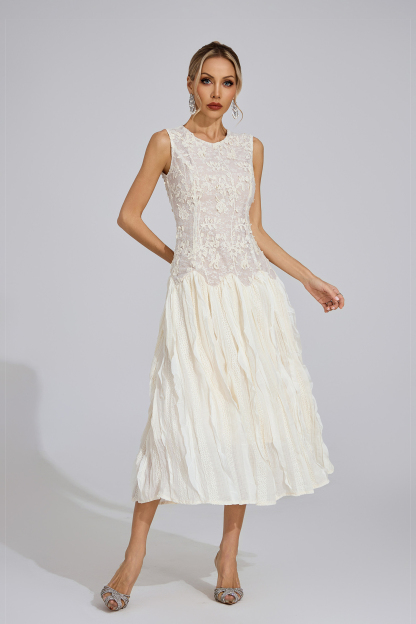 Bank Ivory White Patterned Maxi Dress