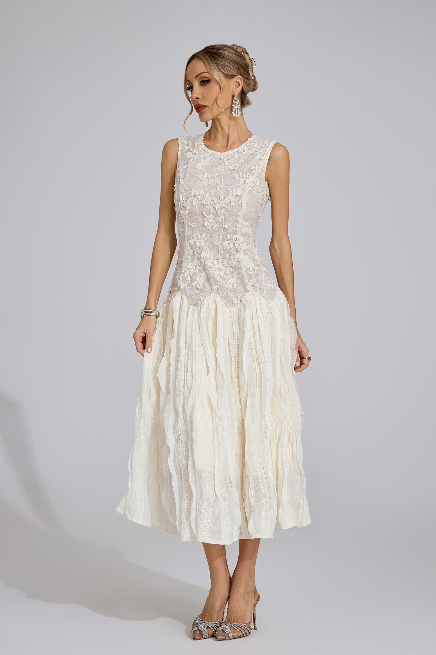 Bank Ivory White Patterned Maxi Dress