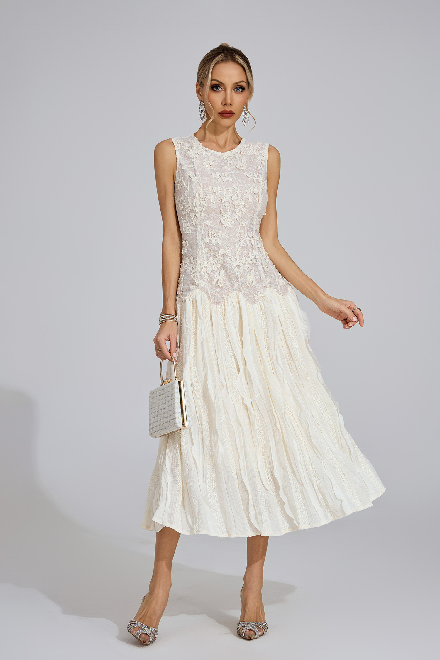 Bank Ivory White Patterned Maxi Dress