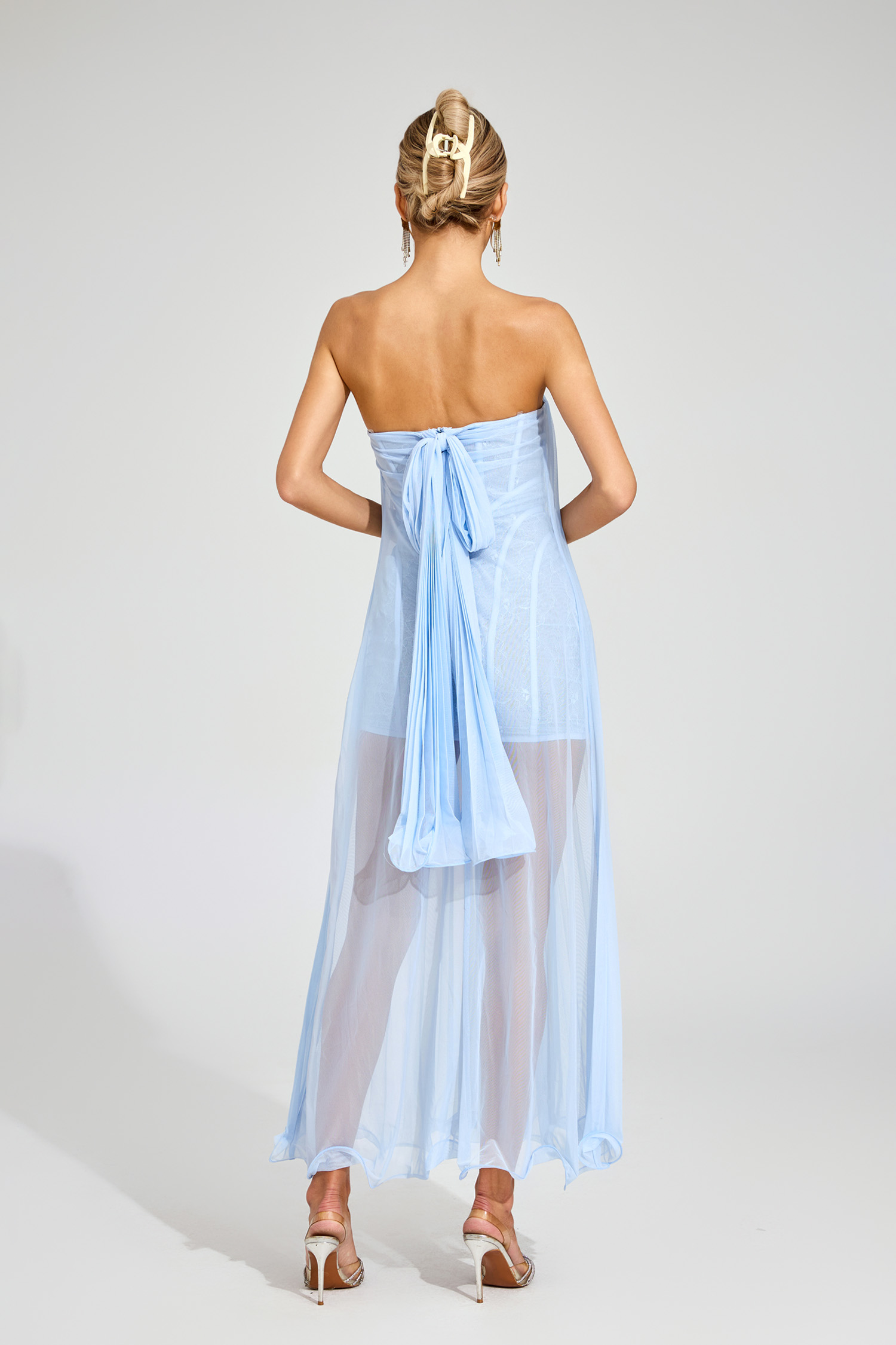 Patience Blue Mesh Midi Dress