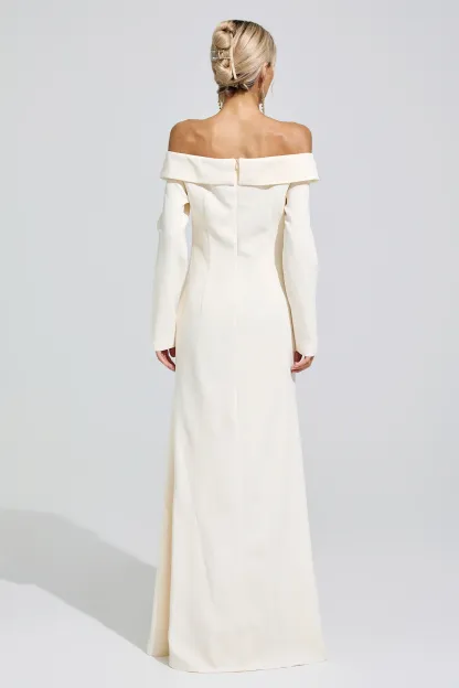 Bingen White Off Shoulder Flower Dress