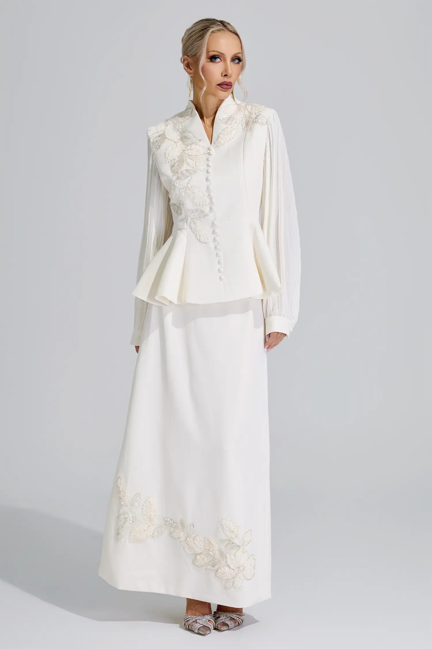 Jingu Apricot Floral Blazer Set