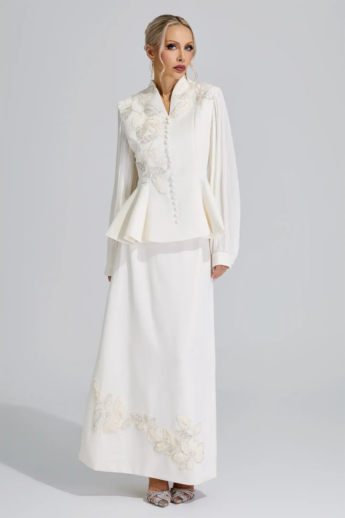 Jingu Apricot Floral Blazer Set