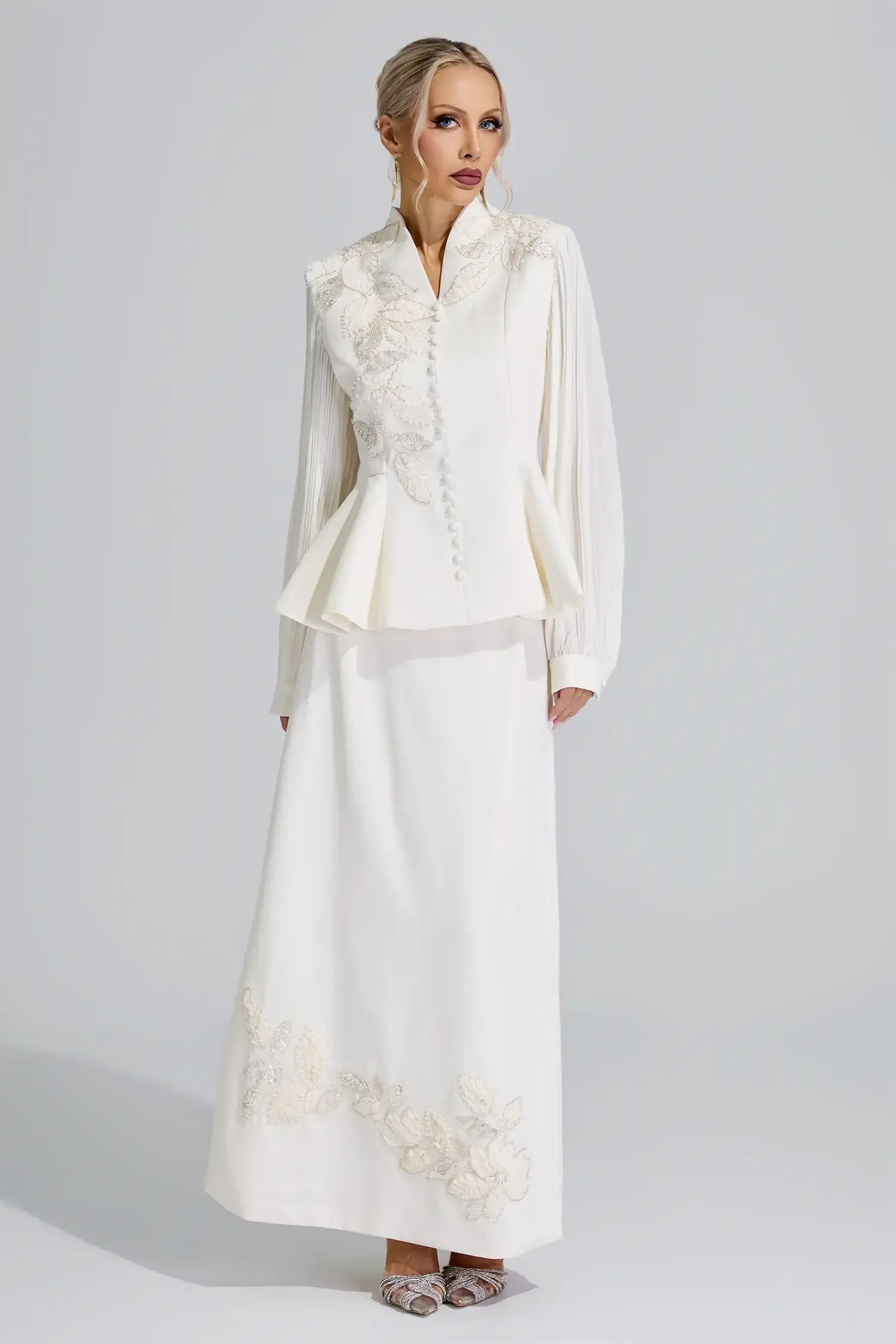 Jingu Apricot Floral Blazer Set