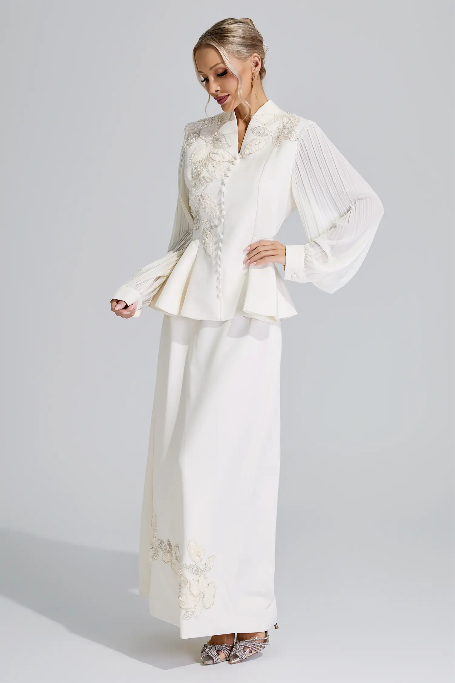 Jingu Apricot Floral Blazer Set