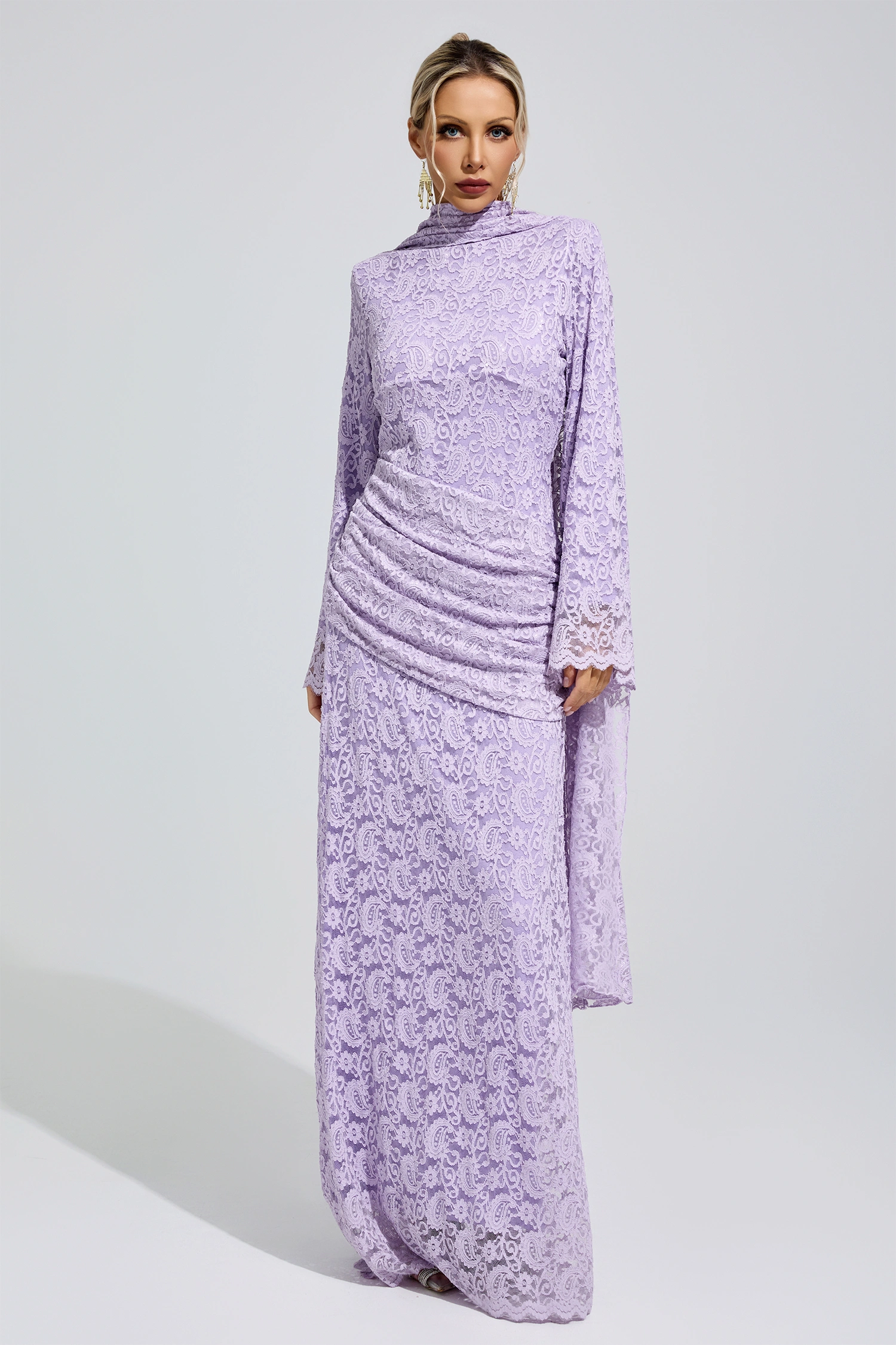 Dorothy Purple Lace Fishtail Bodycon Dress
