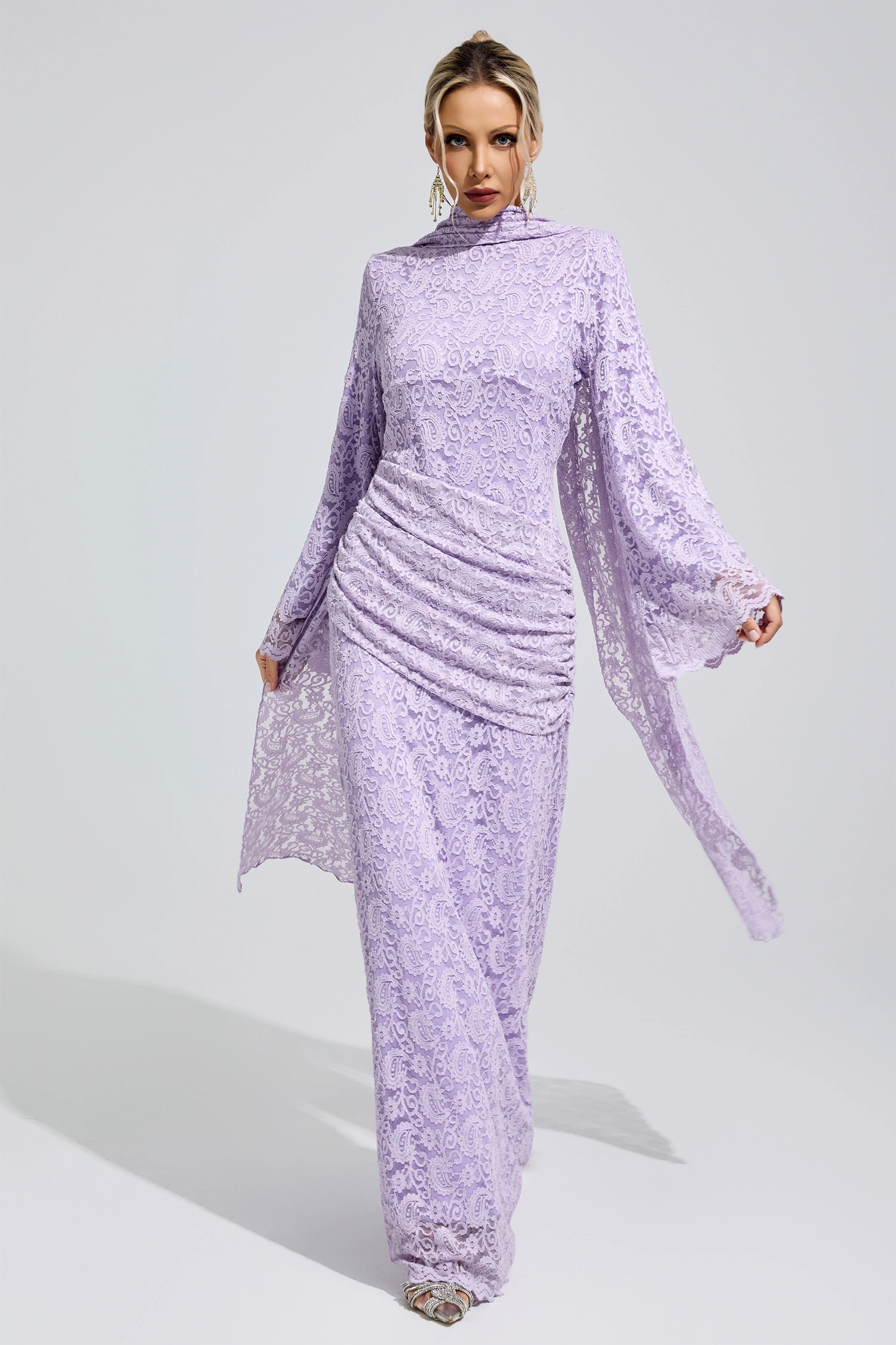 Dorothy Purple Lace Fishtail Bodycon Dress