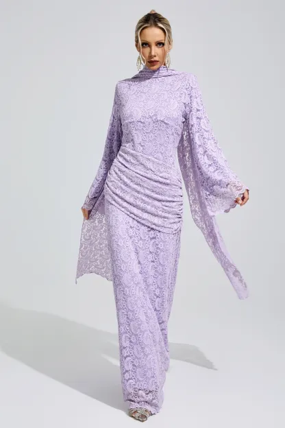 Dorothy Purple Lace Fishtail Bodycon Dress
